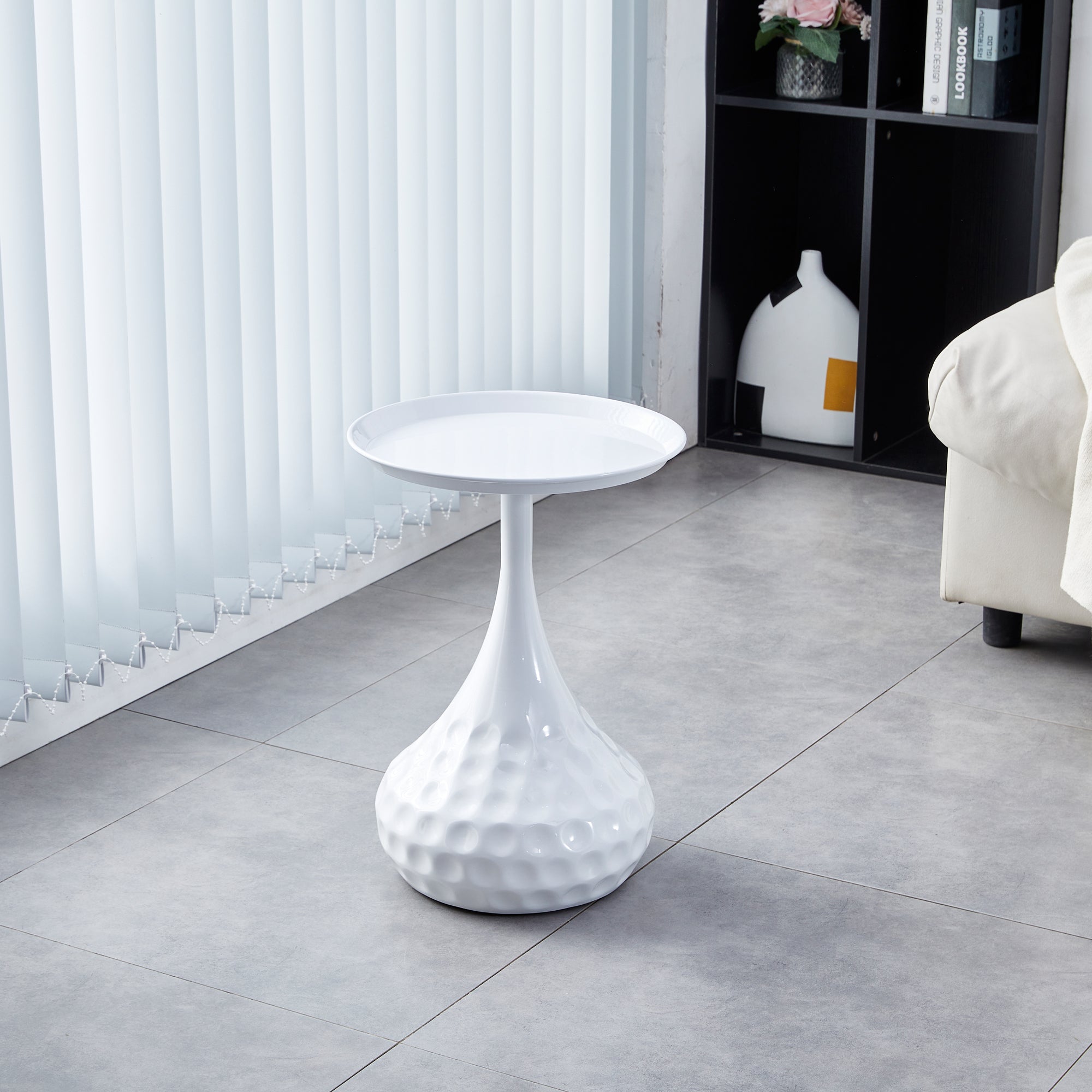 White Metal Side Table, Small Sofa Table, Small Iron table, Nightstand for Living Room