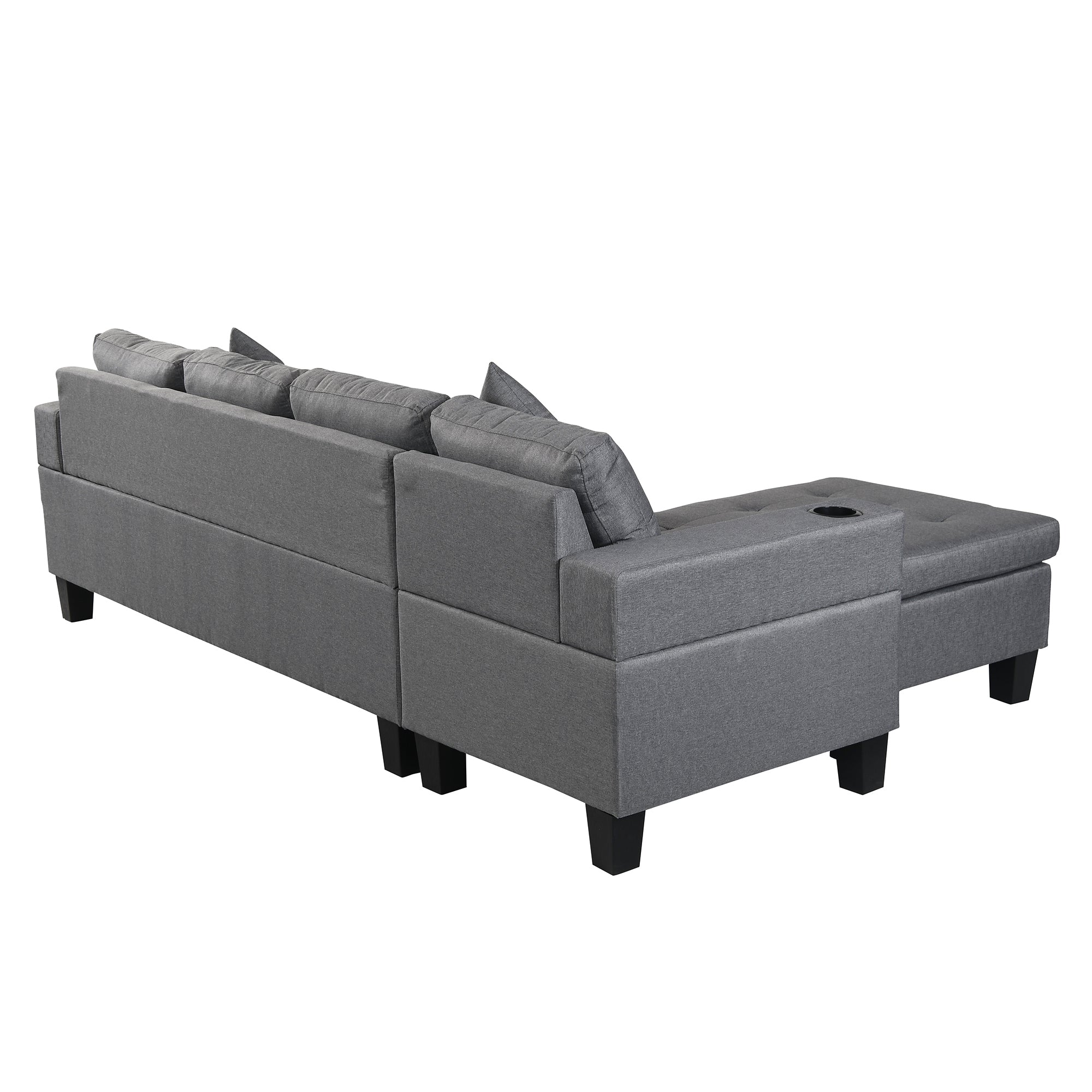 Sectional Sofa Set for Living Room with L Shape  Chaise Lounge ,cup holder and  Left or Right Hand Chaise  Modern 4 Seat