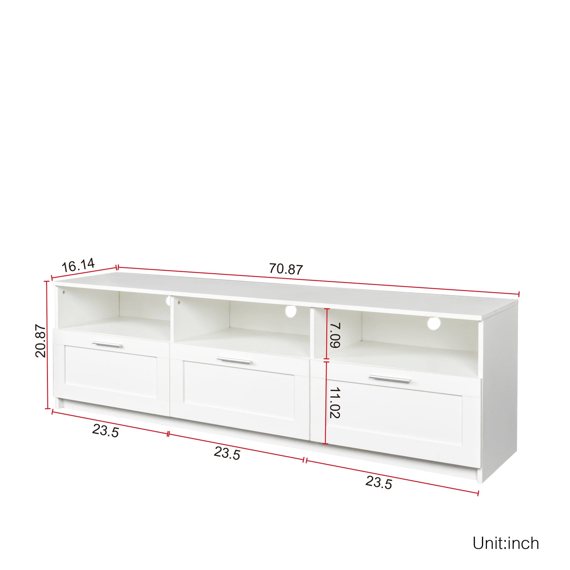 White modern minimalist TV cabinet 80 inch TV stand, open locker Living Room Bedroom