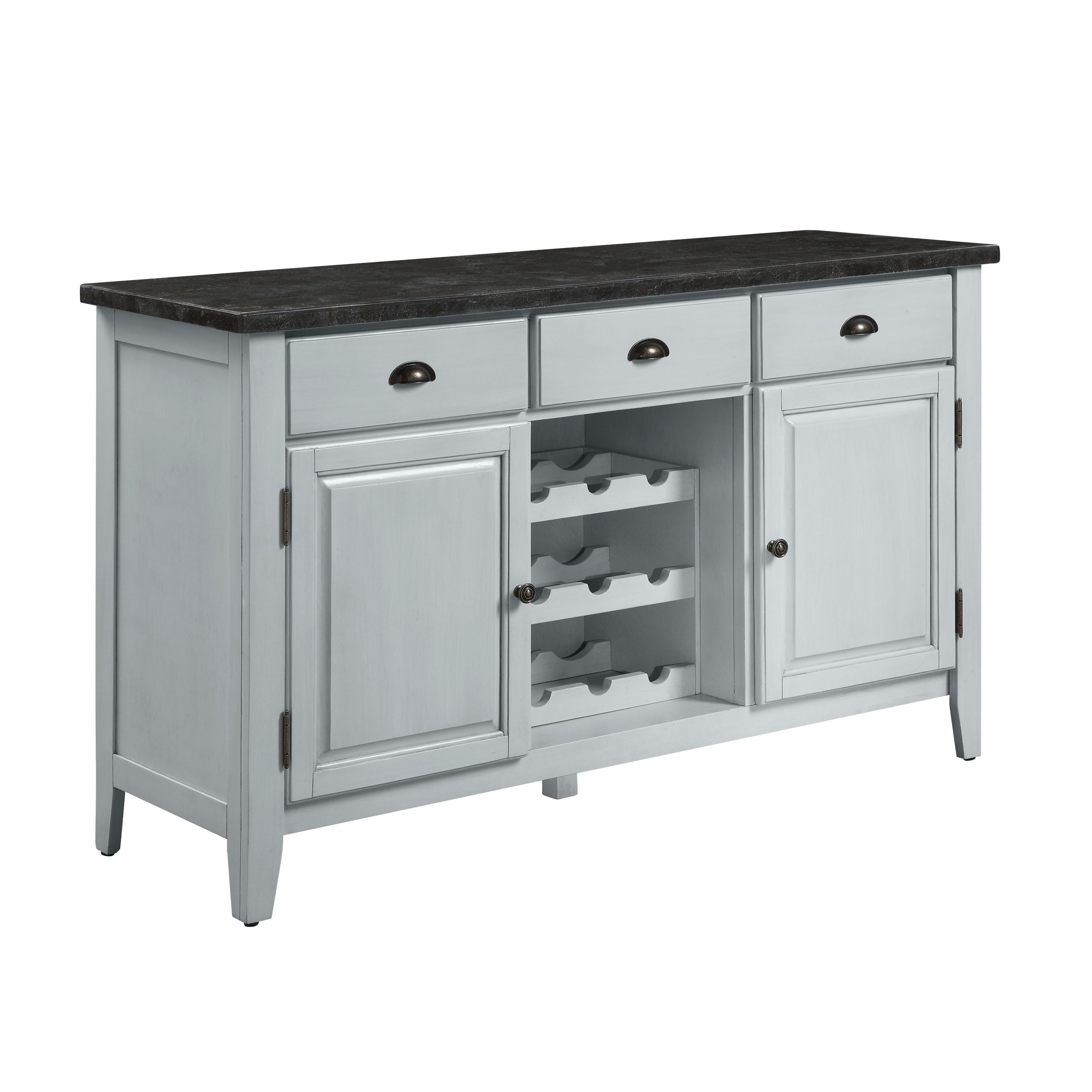 ACME Lanton SERVER Marble & Antique White Finish DN01453