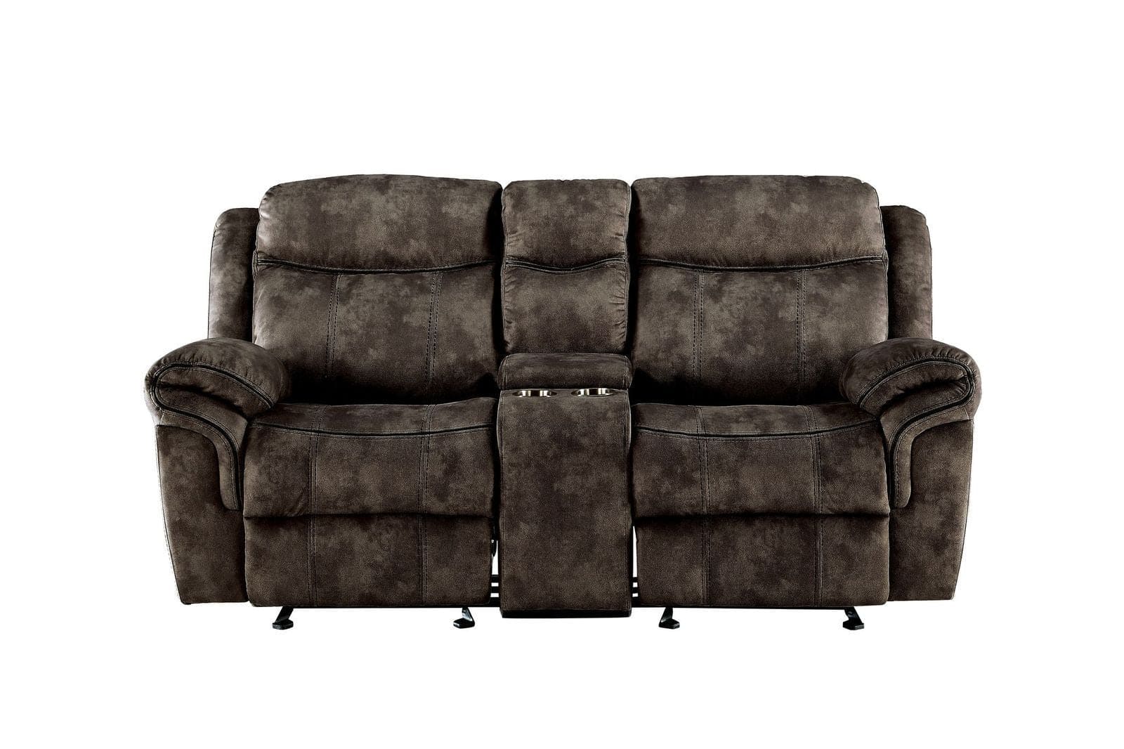 ACME Zubaida Loveseat w/Console (Glider & Motion), 2-Tone Chocolate Velvet 55021