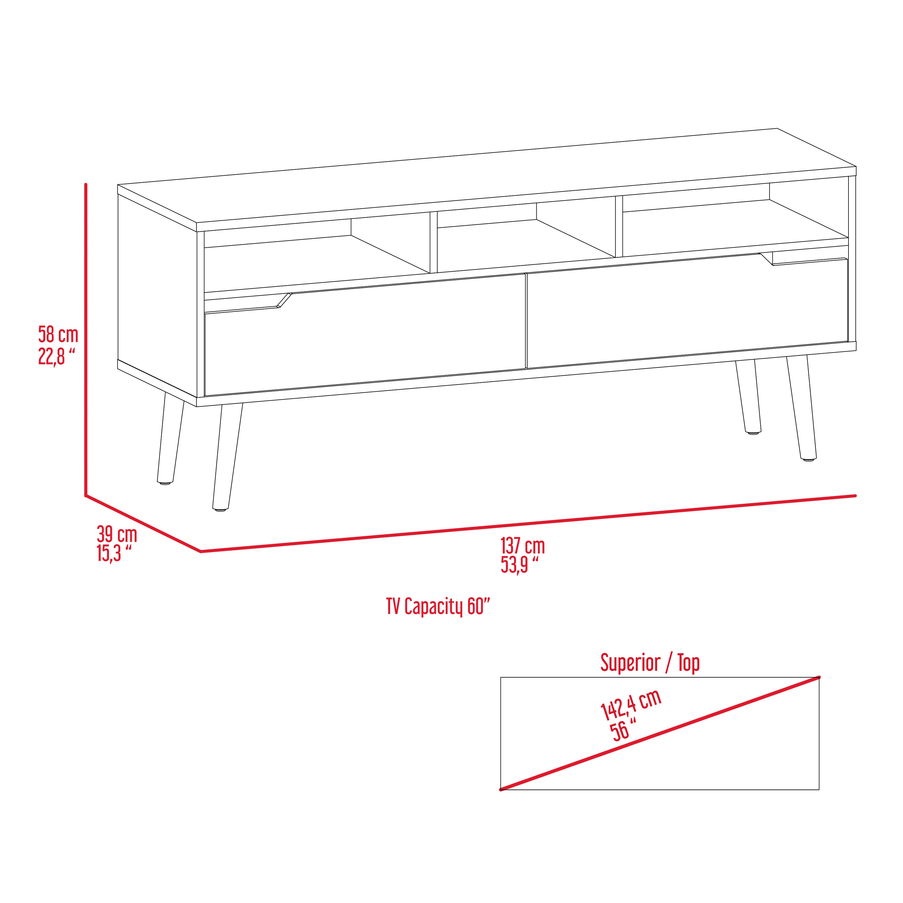 New Haven 2-Drawer 3-Shelf TV Stand Dark Walnut