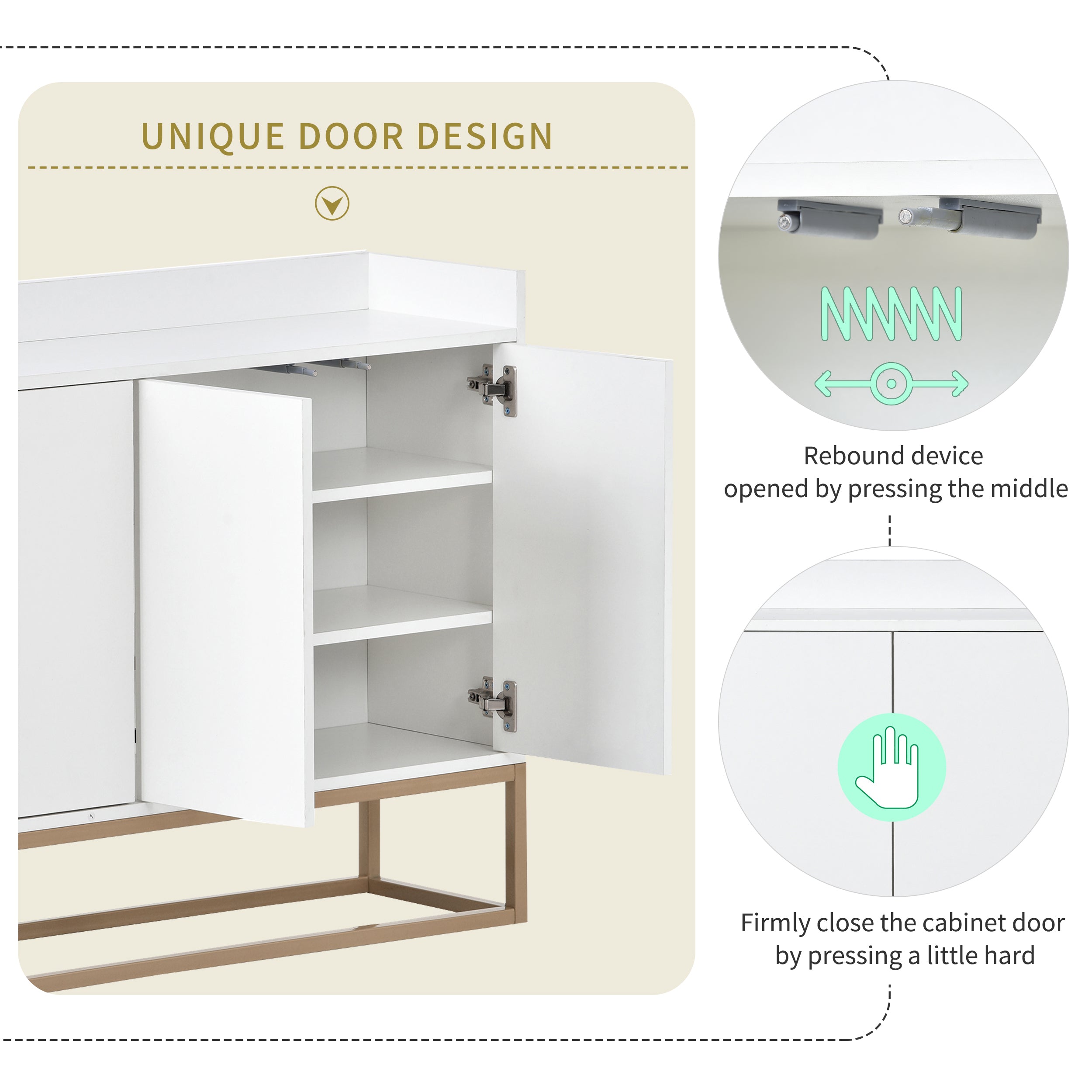 TREXM Modern Sideboard Elegant Buffet Cabinet with Large Storage Space for Dining Room, Entryway (White)