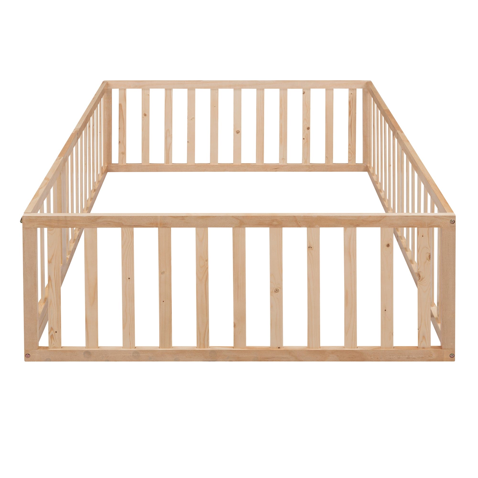 Full Size Wood Daybed Frame with Fence, Natural(OLD SKU:WF289662AAM)