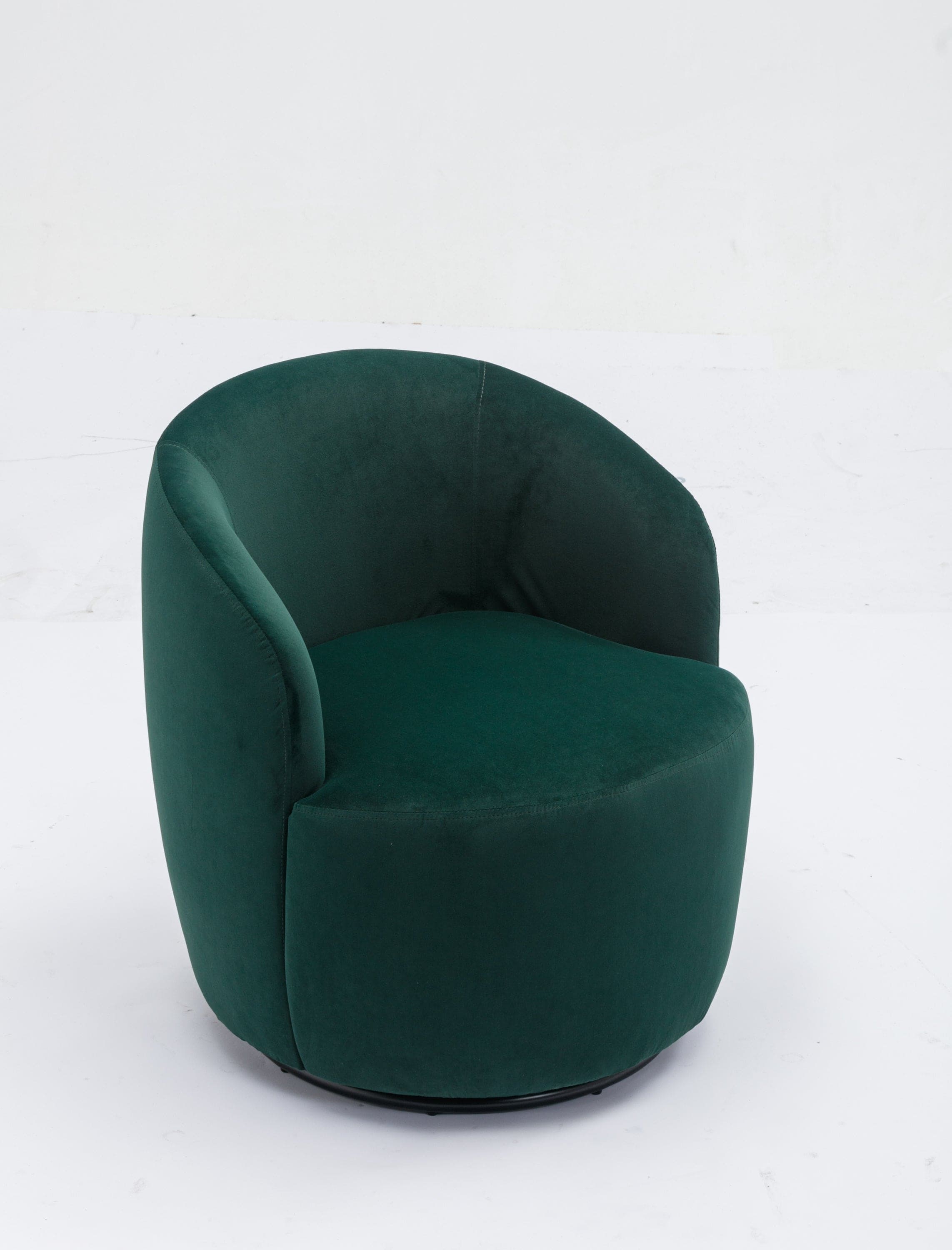 Velvet Fabric Swivel Accent Armchair Barrel Chair With Black Powder Coating Metal Ring,Green