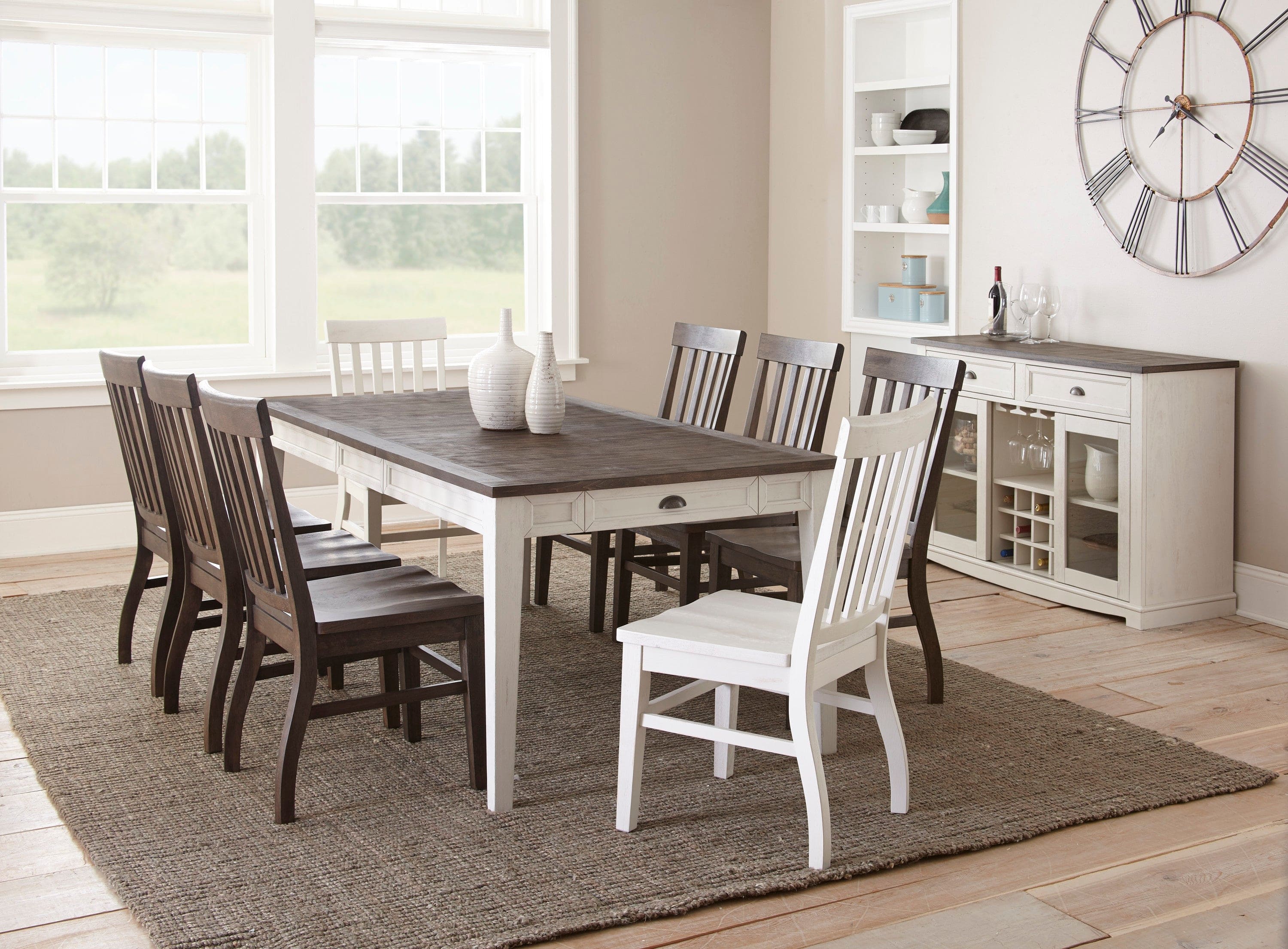 Dark Oak Side Chair: Authentic Farmhouse Style, Distressed Look, Solid Wood Construction, Comfortable Scooped Seat, Set of 2 Chairs