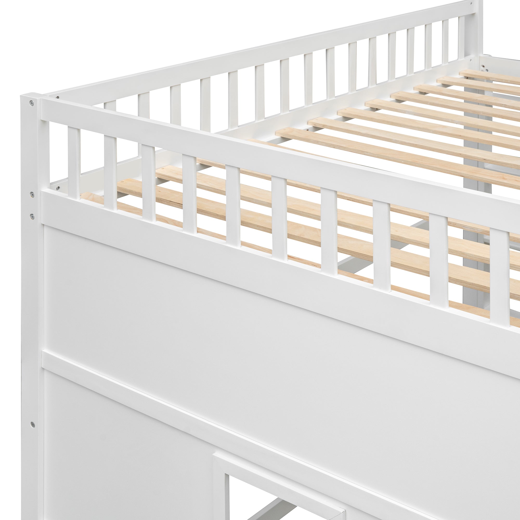 Full Size House Loft Bed With Ladder-White+Gray Frame