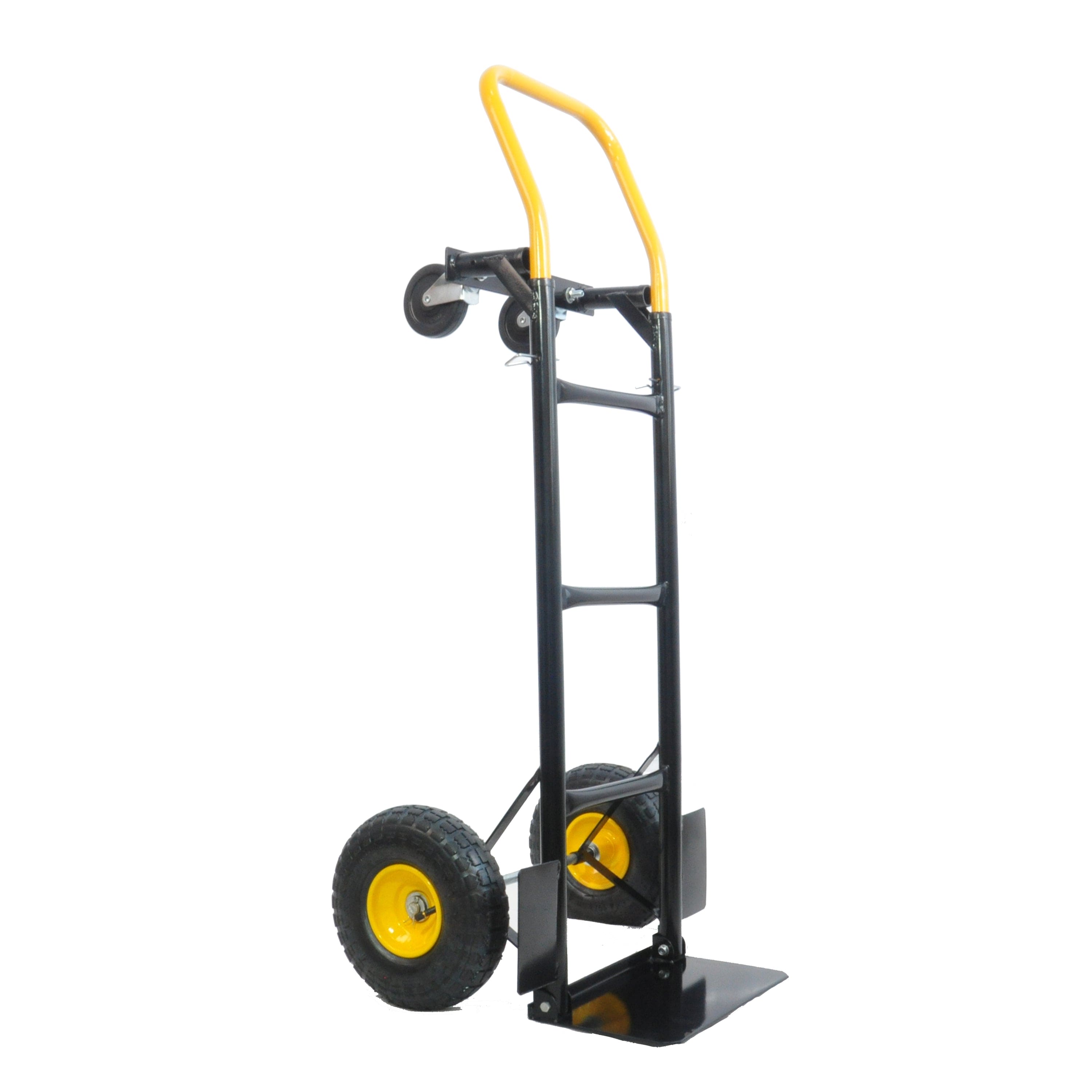 HT1006BK-YL   Hand Truck Dual Purpose 2 Wheel Dolly Cart and 4 Wheel Push Cart with Swivel Wheels 330 Lbs Capacity Heavy Duty Platform Cart for Moving/Warehouse/Garden/Grocery