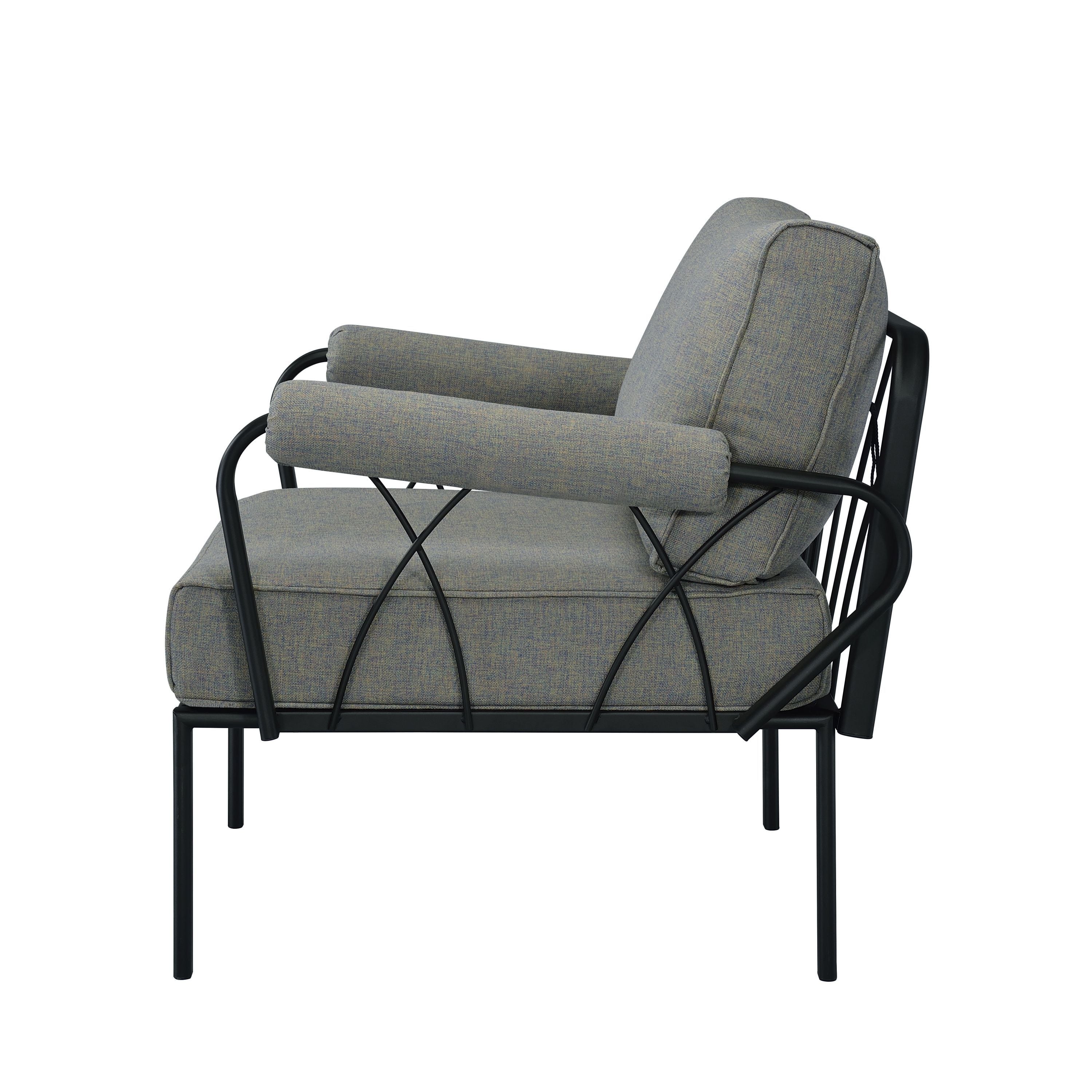 ACME Rajni Patio-Arm Chair, Gray Fabric & Black Finish OT01761