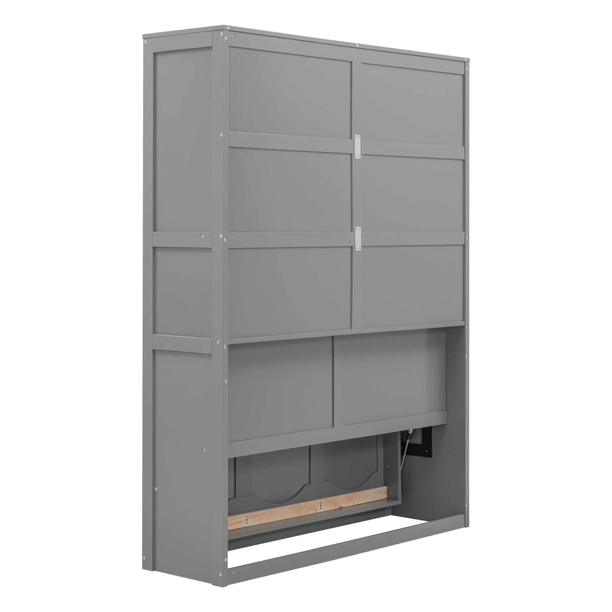 Full Size Murphy Bed Wall Bed with Shelves,Gray