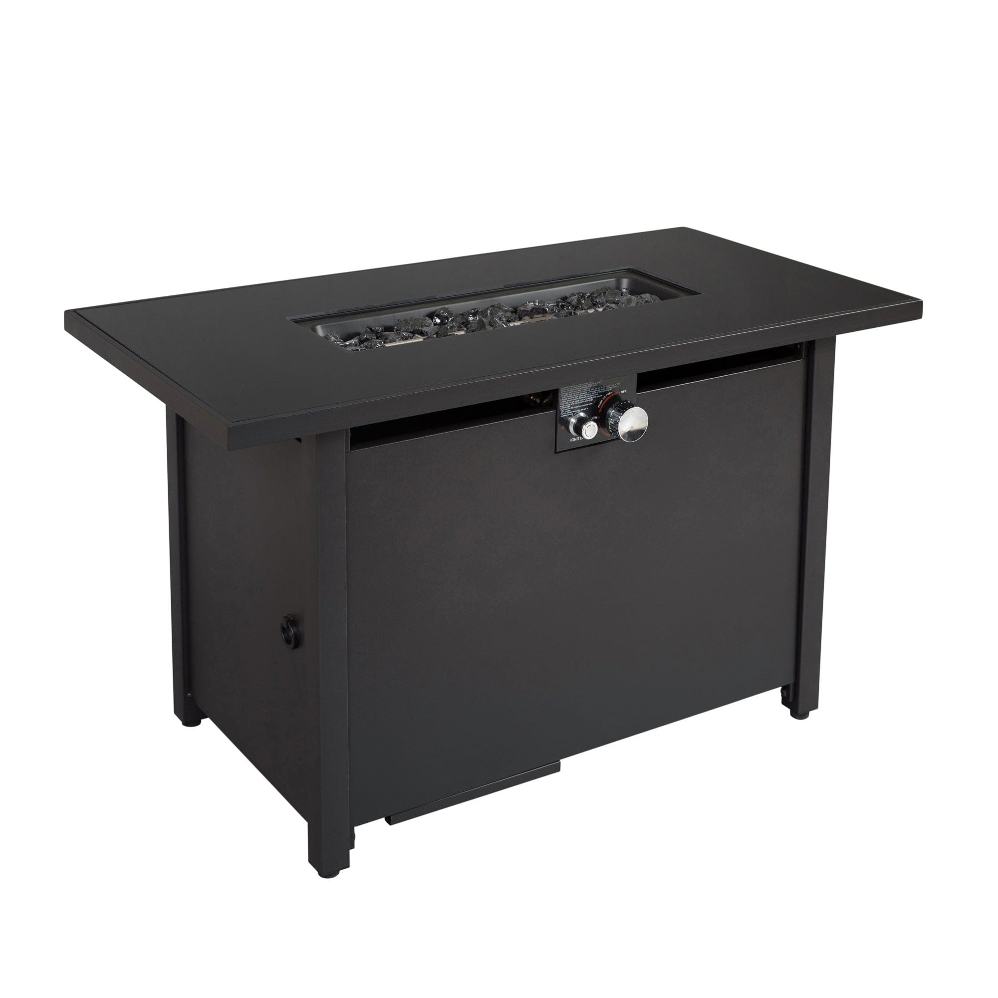 Living Source International 25'' H x 42'' W Steel Outdoor Fire Pit Table with Lid (Black)