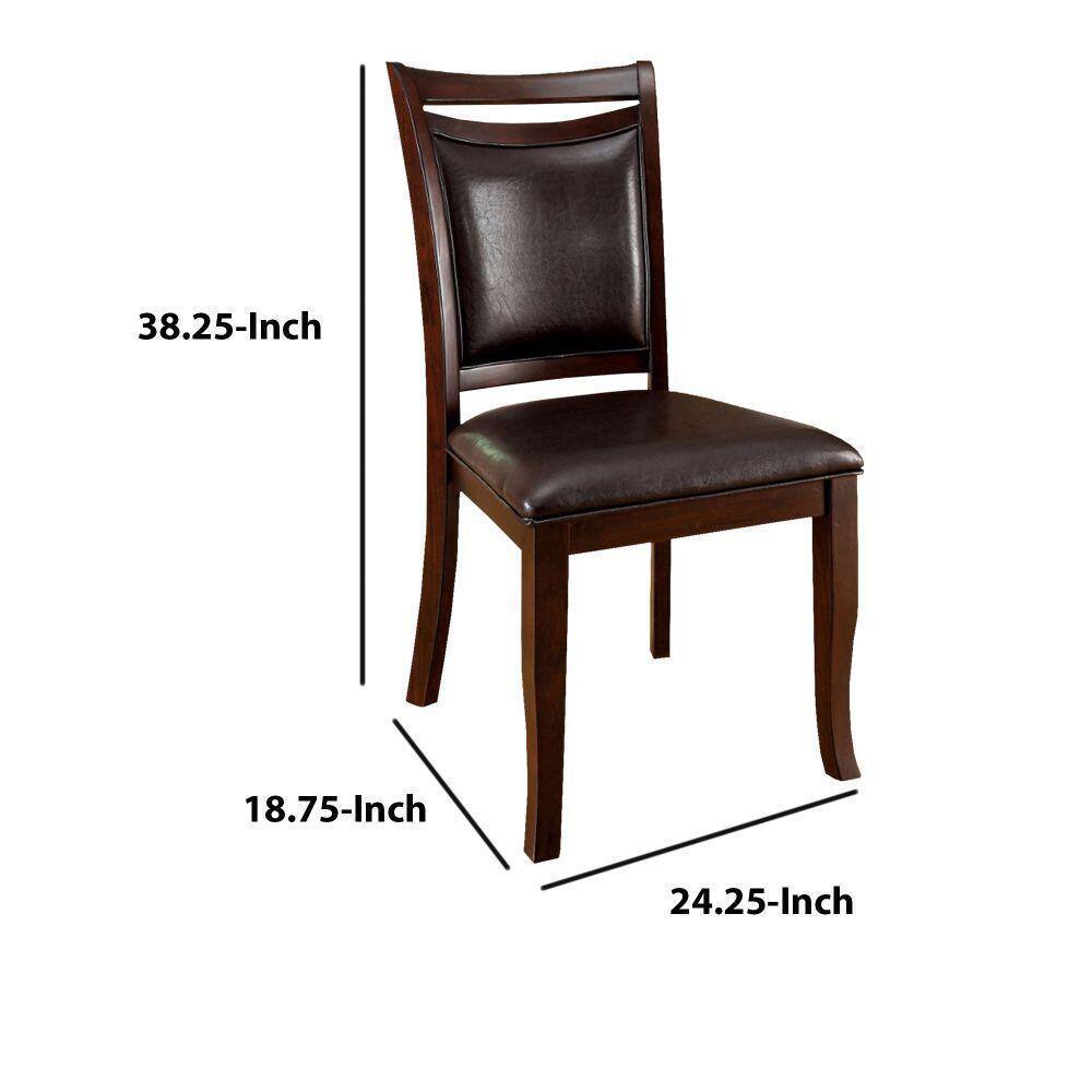 Transitional Dining Room Side Chairs Set of 2 Chairs only Dark Cherry / Espresso Padded Leatherette Seat