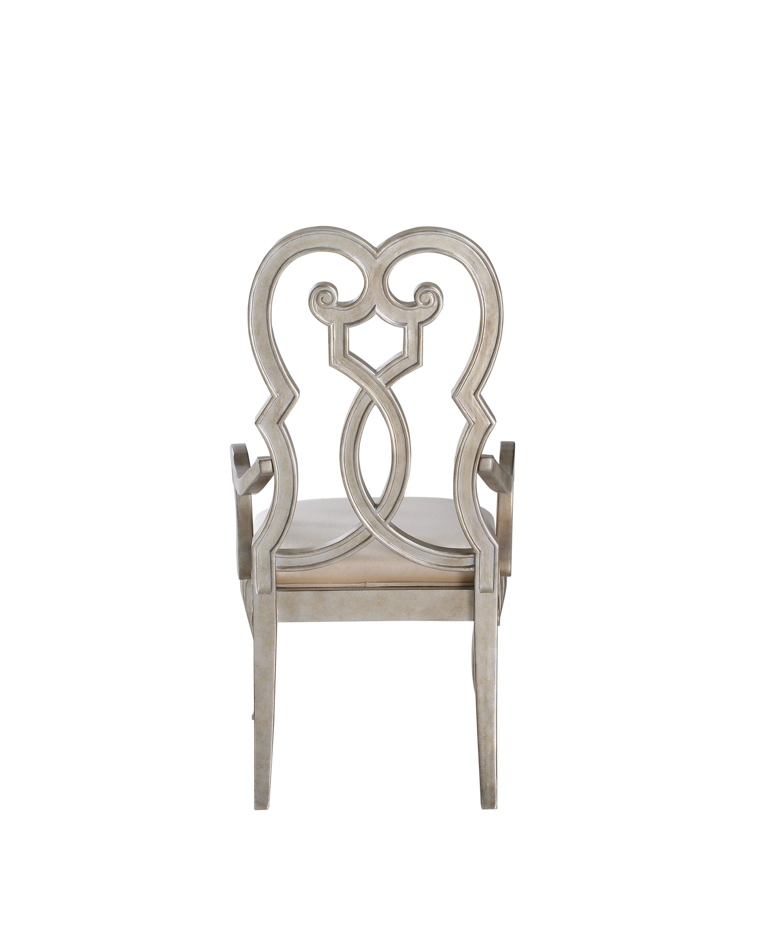 ACME Esteban Arm Chair (Set-2) in Ivory Velvet & Antique Champagne Finish 62203