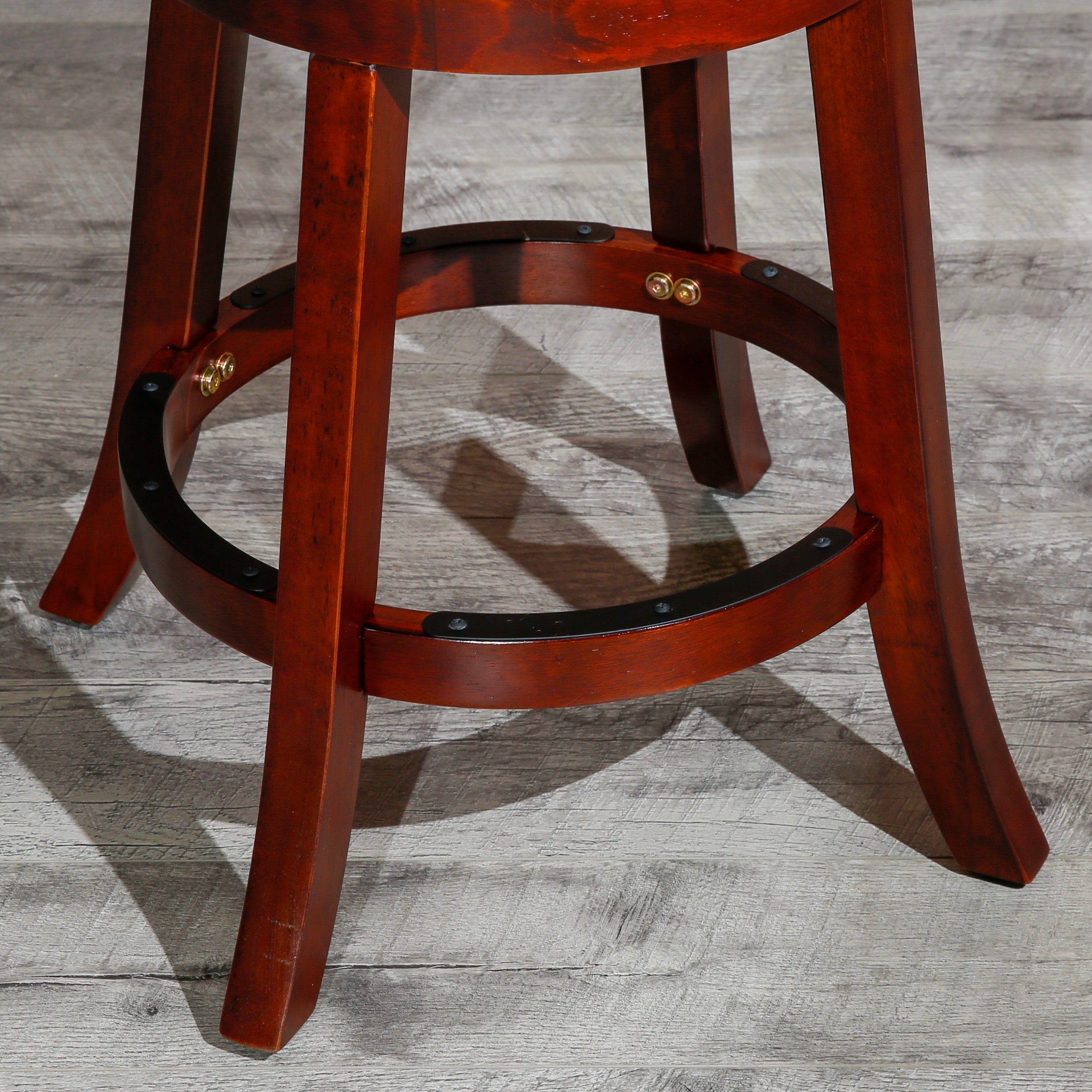 24" Counter Stool, Cherry Finish, Beige Fabric Seat