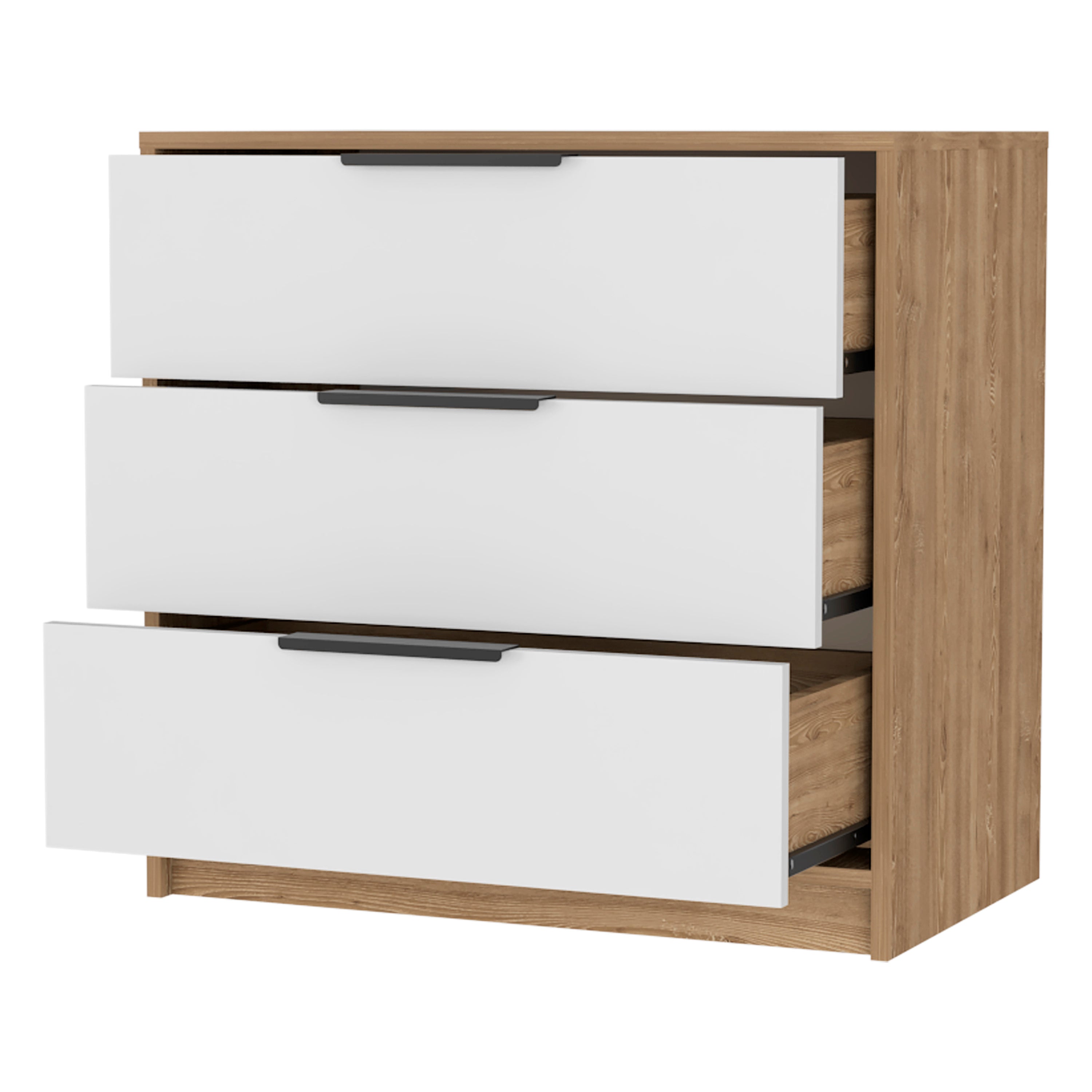 3 Drawers Dresser Maryland, Superior Top, White / Pine Finish