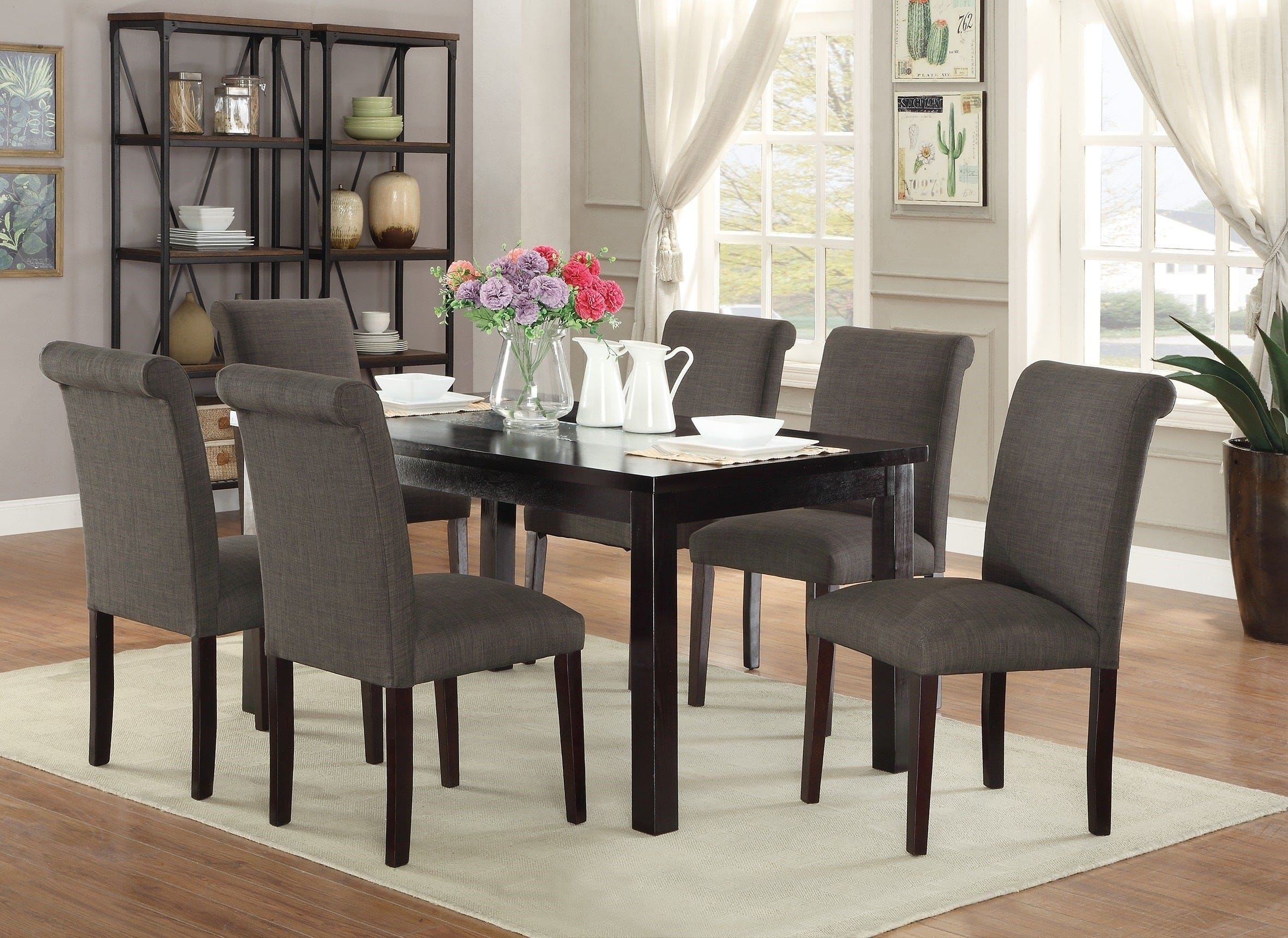 Transitional Blue Grey Polyfiber Chairs Dining Seating Set of 2 Dining chairs Plywood Birch Dining Room