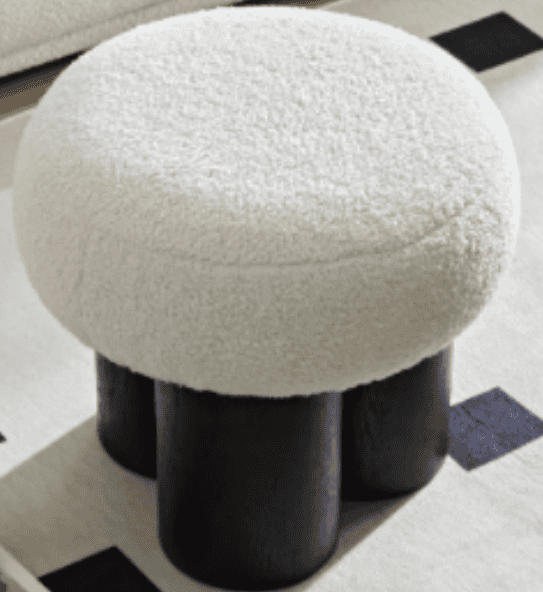 W8017-1 White lamb wool seat, barrel PVC pipe with black ash willow