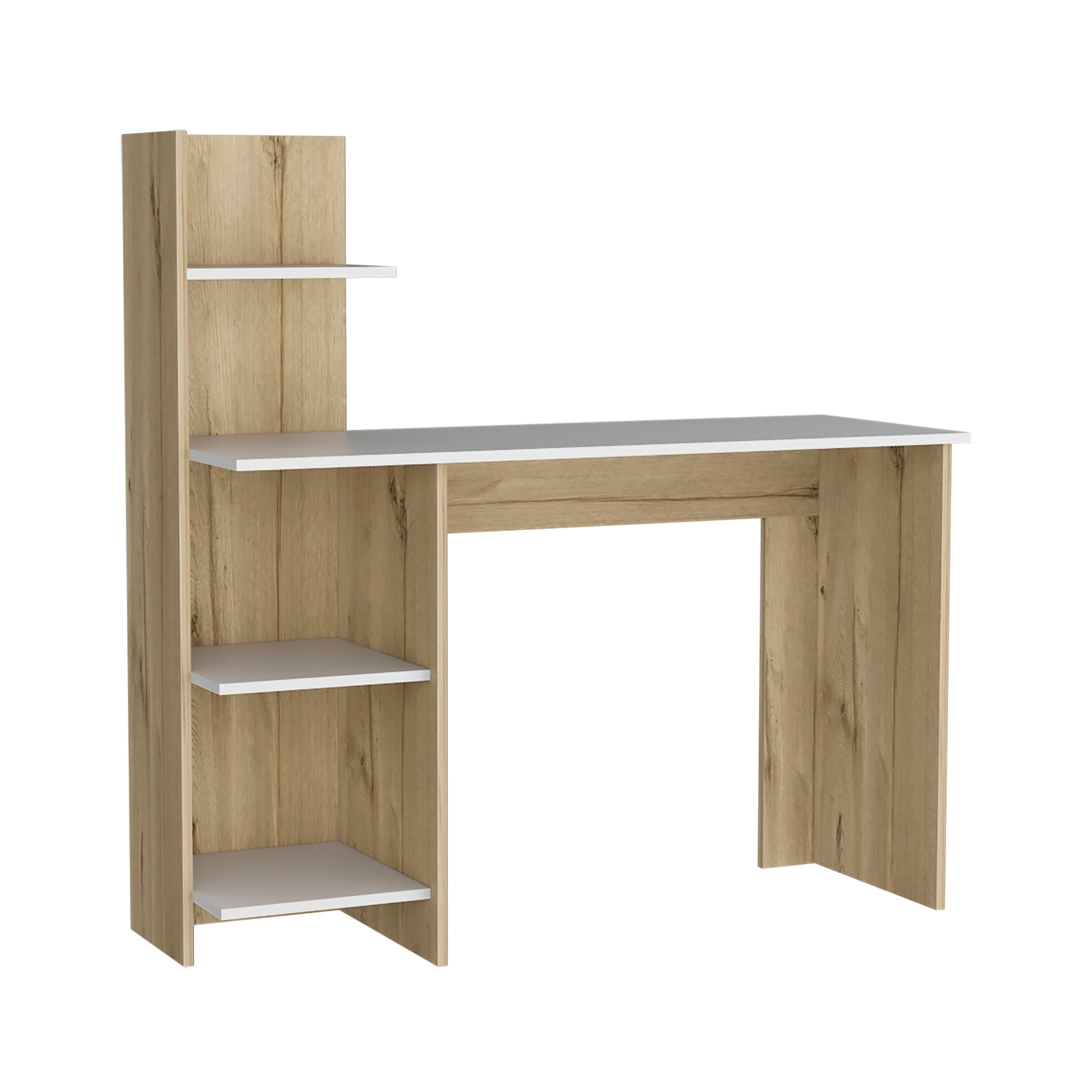 Desk Wichita, Four Shelves, Light Oak / White Finish