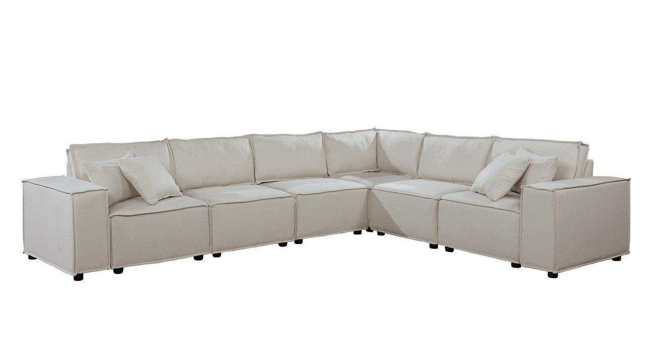 Janelle Modular Sectional Sofa in Beige Linen