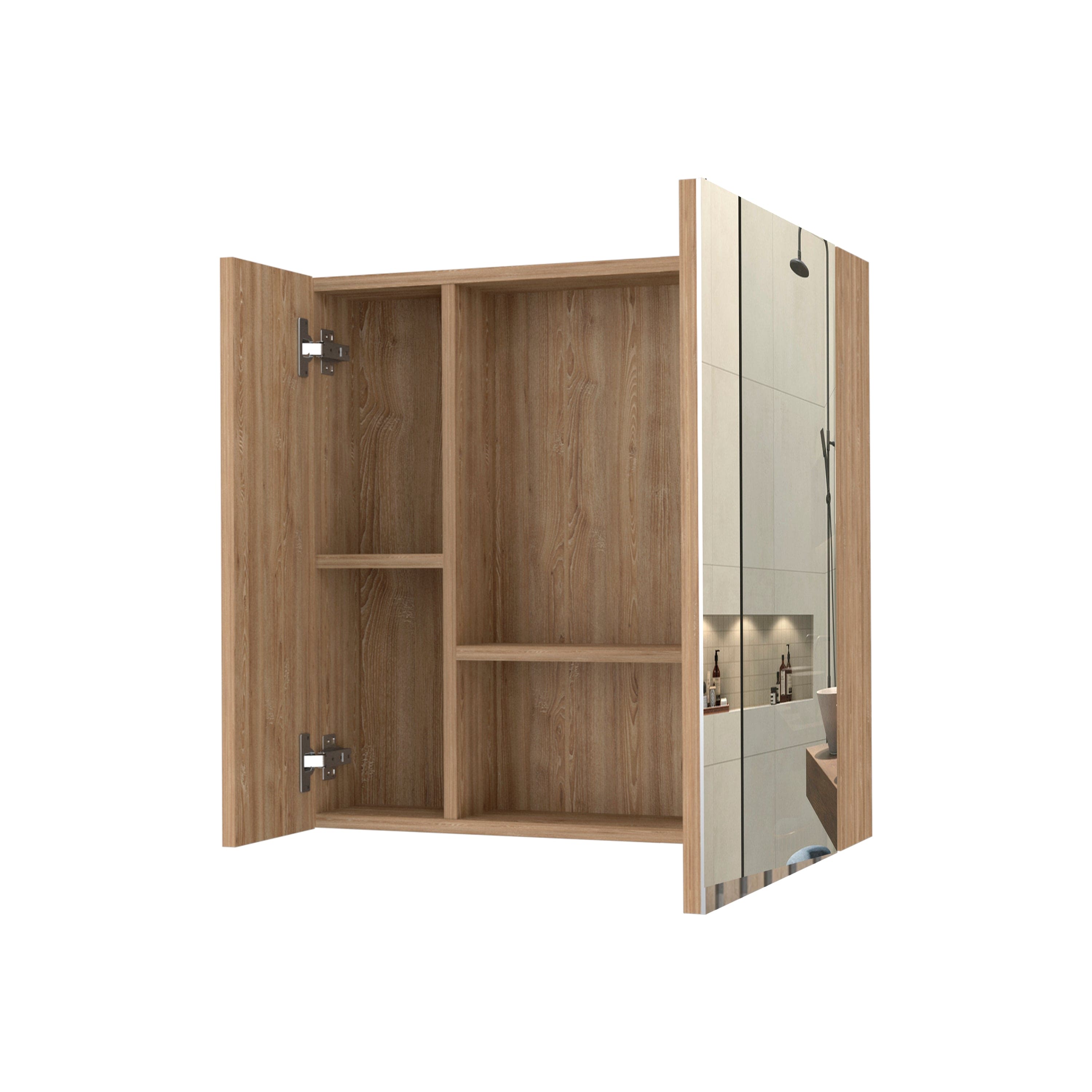 Medicine Cabinet Prague, Four Internal Shelves, Single Door, Pine Finish