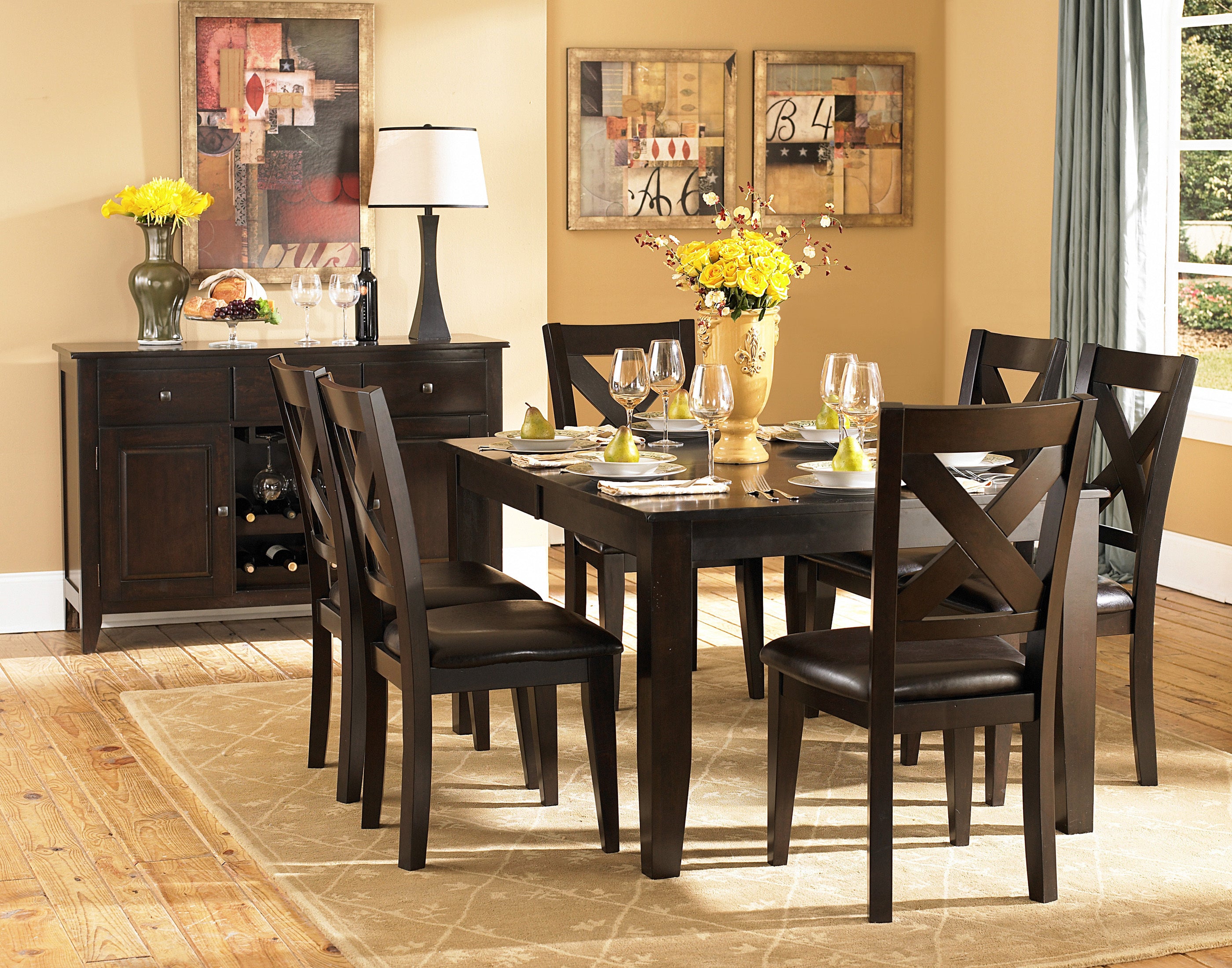 Casual Dining Warm Merlot Finish 1pc Dining Table with Self-Storing Extension Leaf Strong Durable Furniture