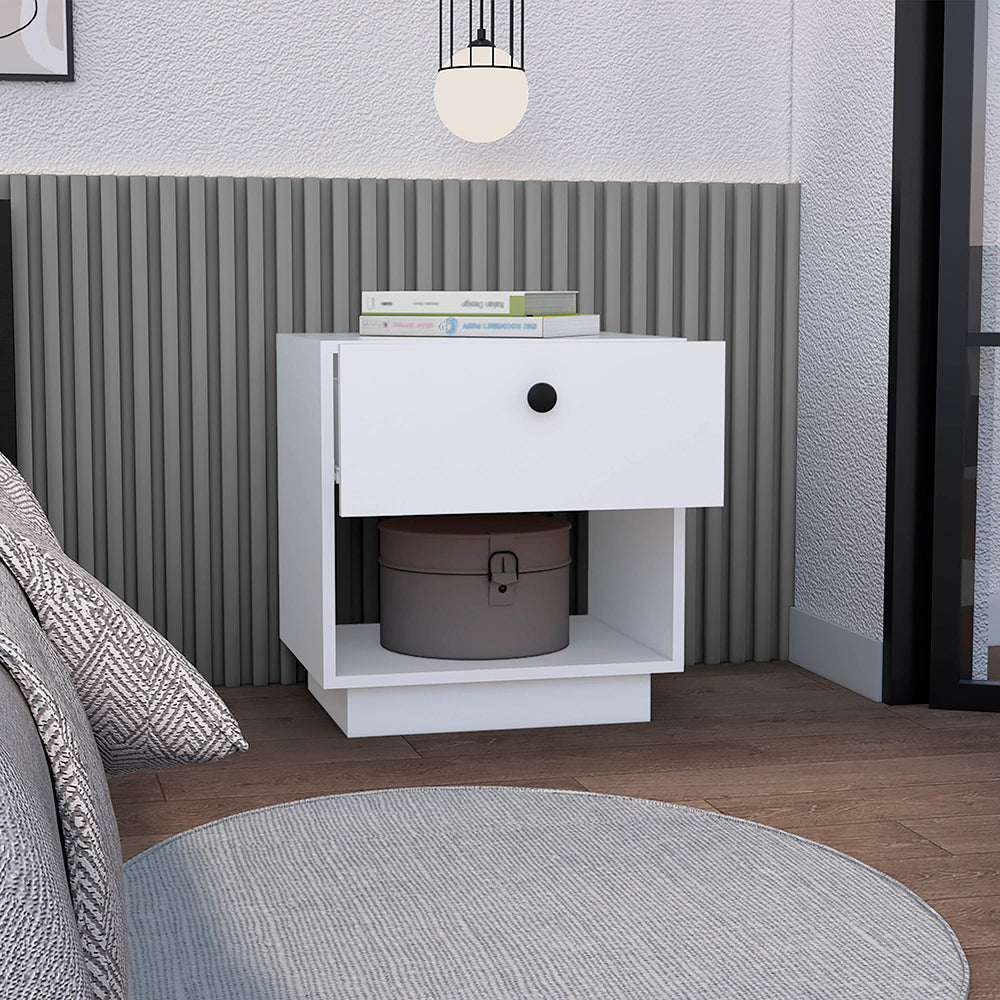 Nightstand Viliigili, One Drawer, White Finish