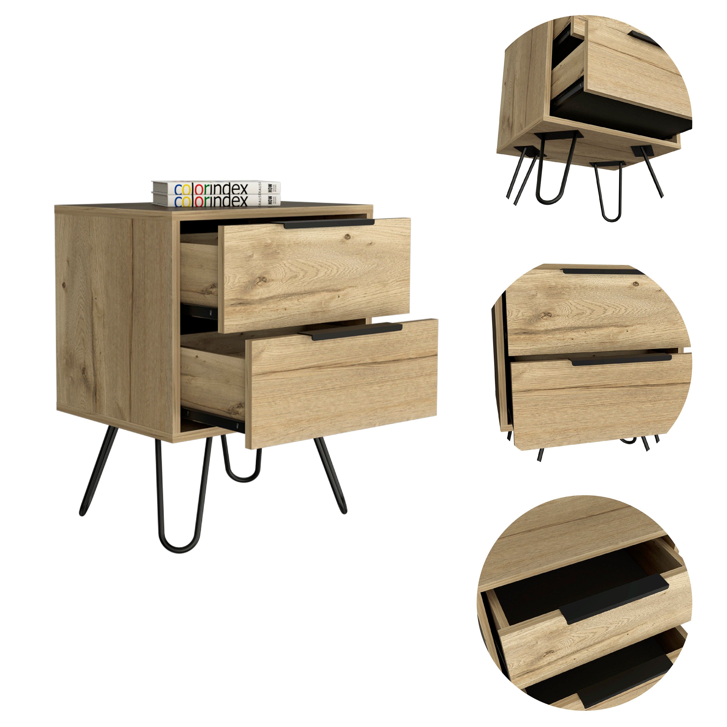 Mansfield 2-Drawer Rectangle Nightstand Light Oak