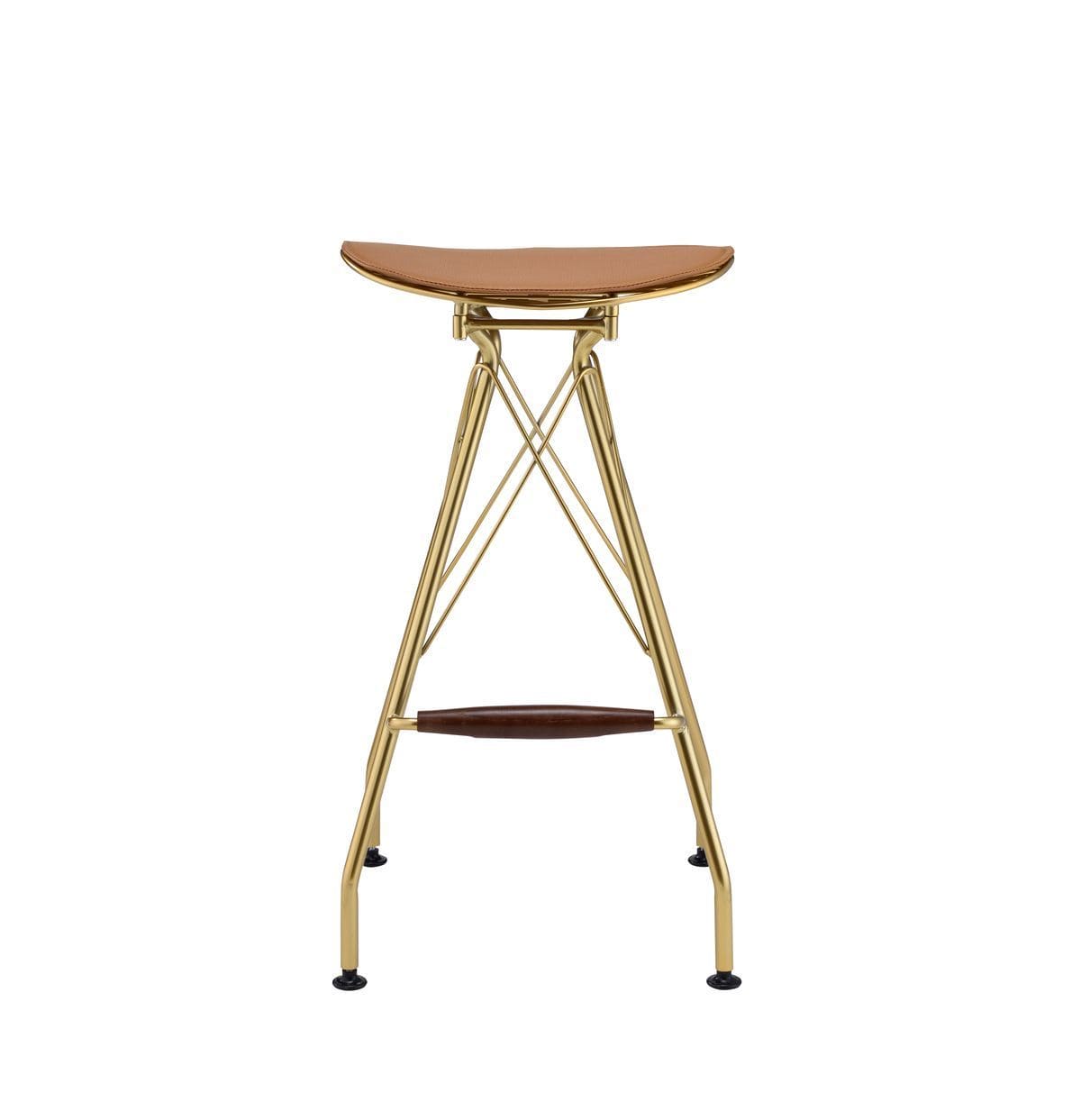 ACME Dragea Bar Stool (Set-2), Whiskey PU & Gold 96850