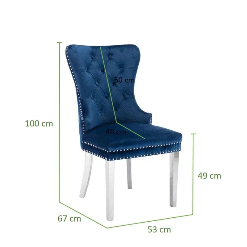 Simba Stainless Steel 2 Piece Chair Finish with Velvet Fabric in Blue