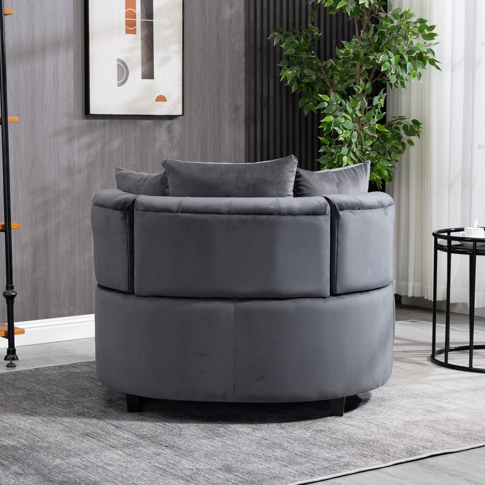 A&A Furniture,Accent Chair / Classical Barrel Chair for living room / Modern Leisure Chair (Grey)