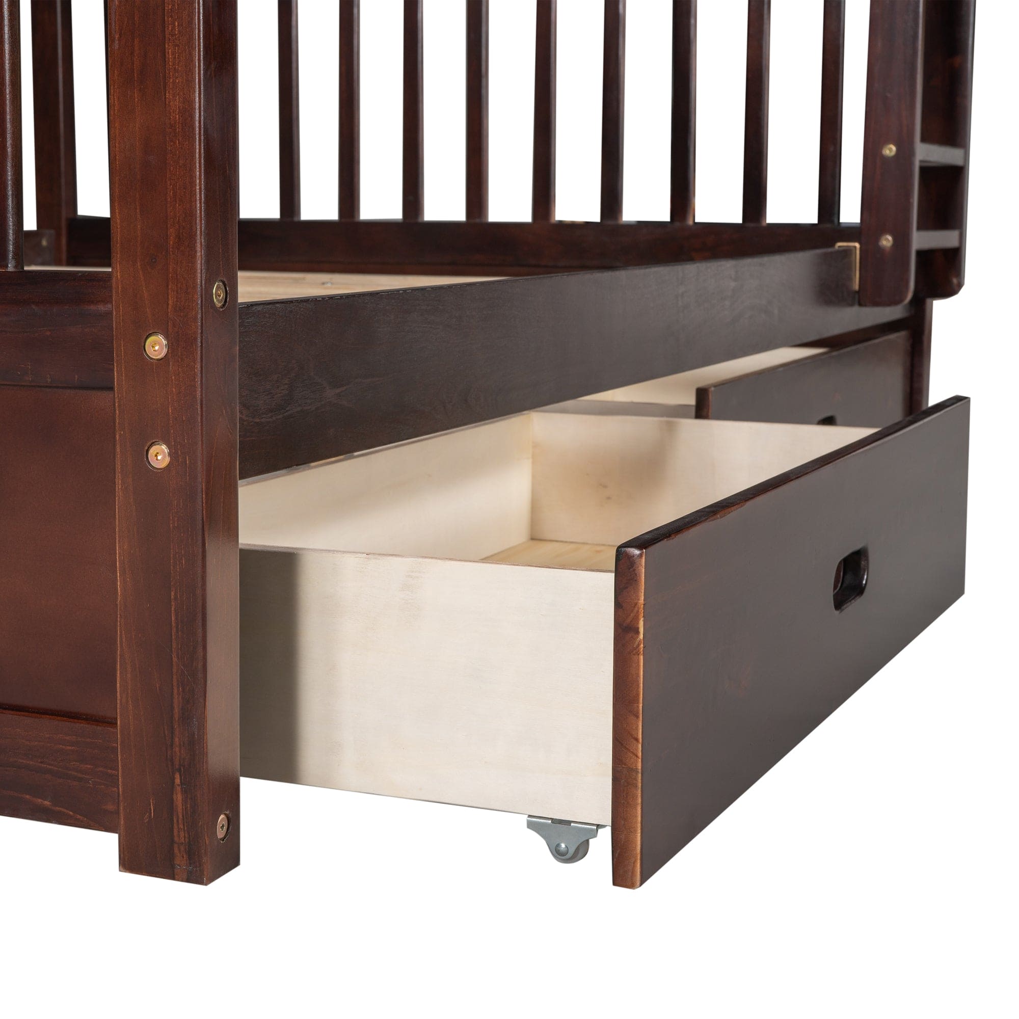 Full-Over-Full Bunk Bed with Ladders and Two Storage Drawers (Espresso)(OLD SKU:LT000365AAP)