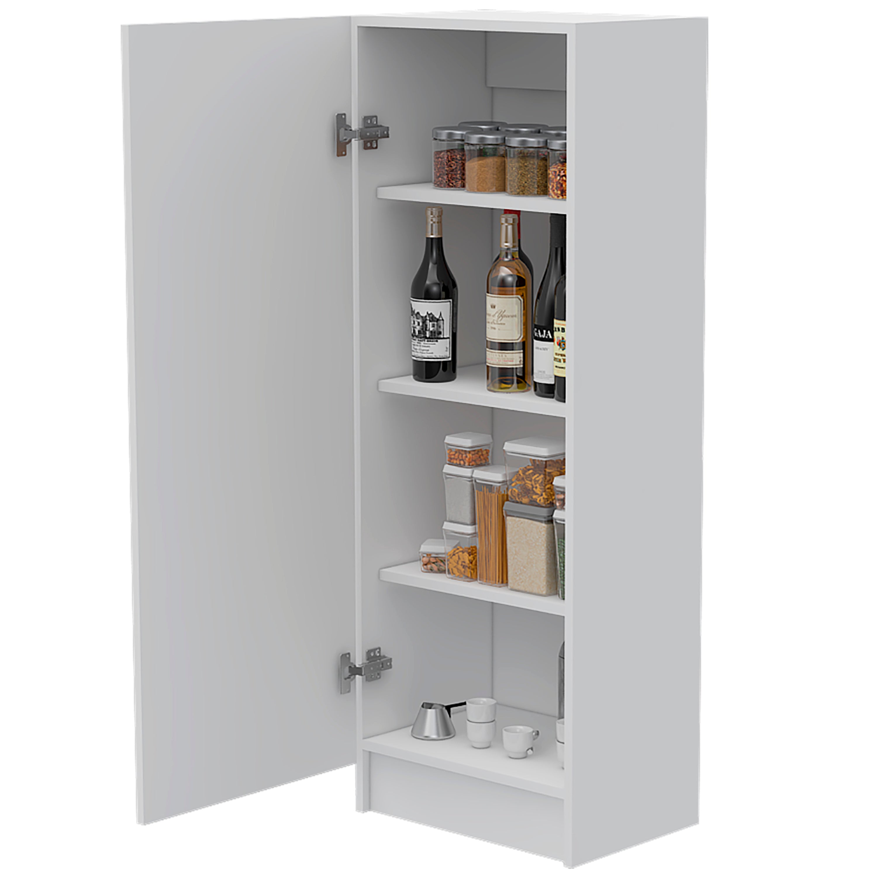 Pantry Miami, Single Door Cabinet, White Finish