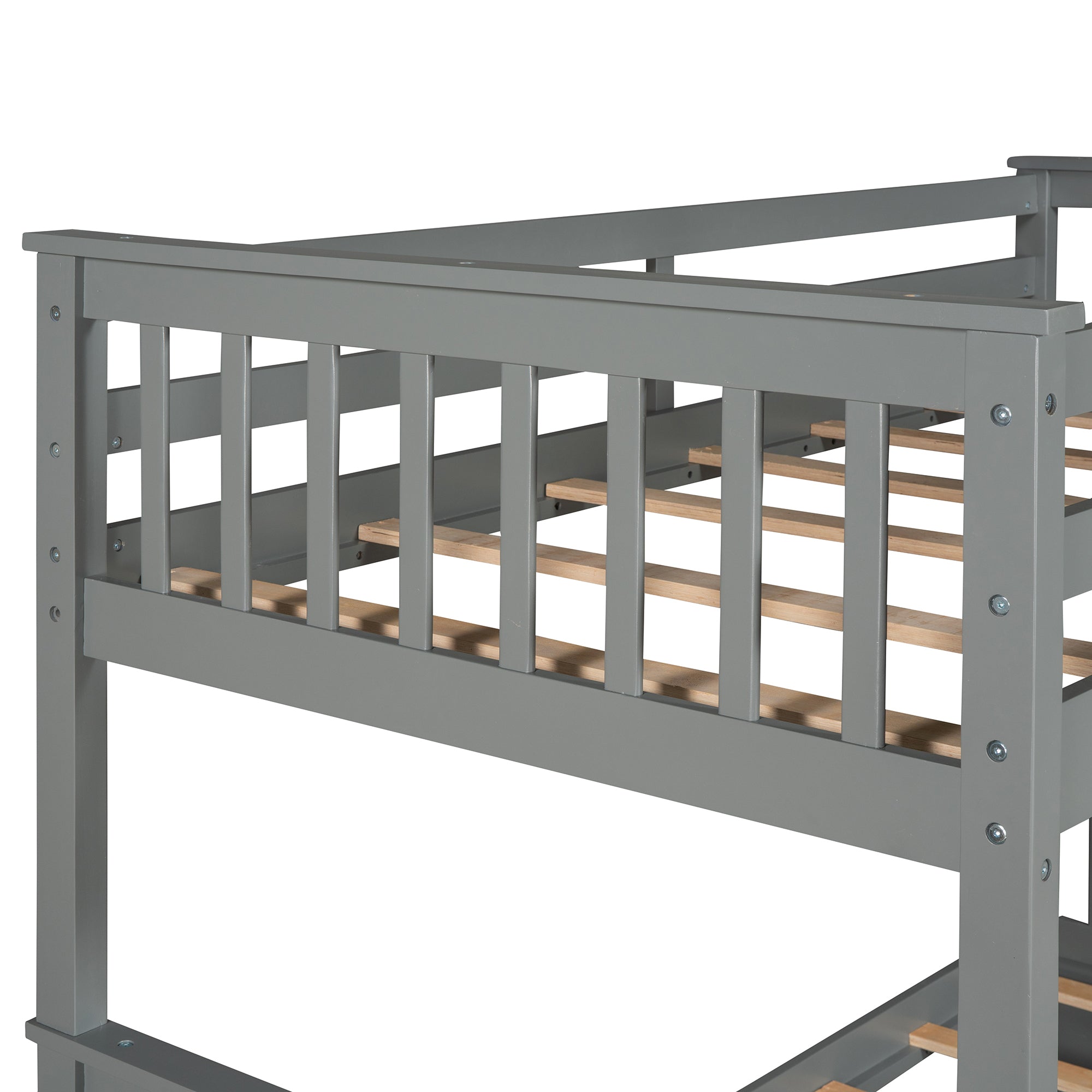 Twin-Over-Twin Bunk Bed with Ladders and Two Storage Drawers (Gray)(LT000265AAE)