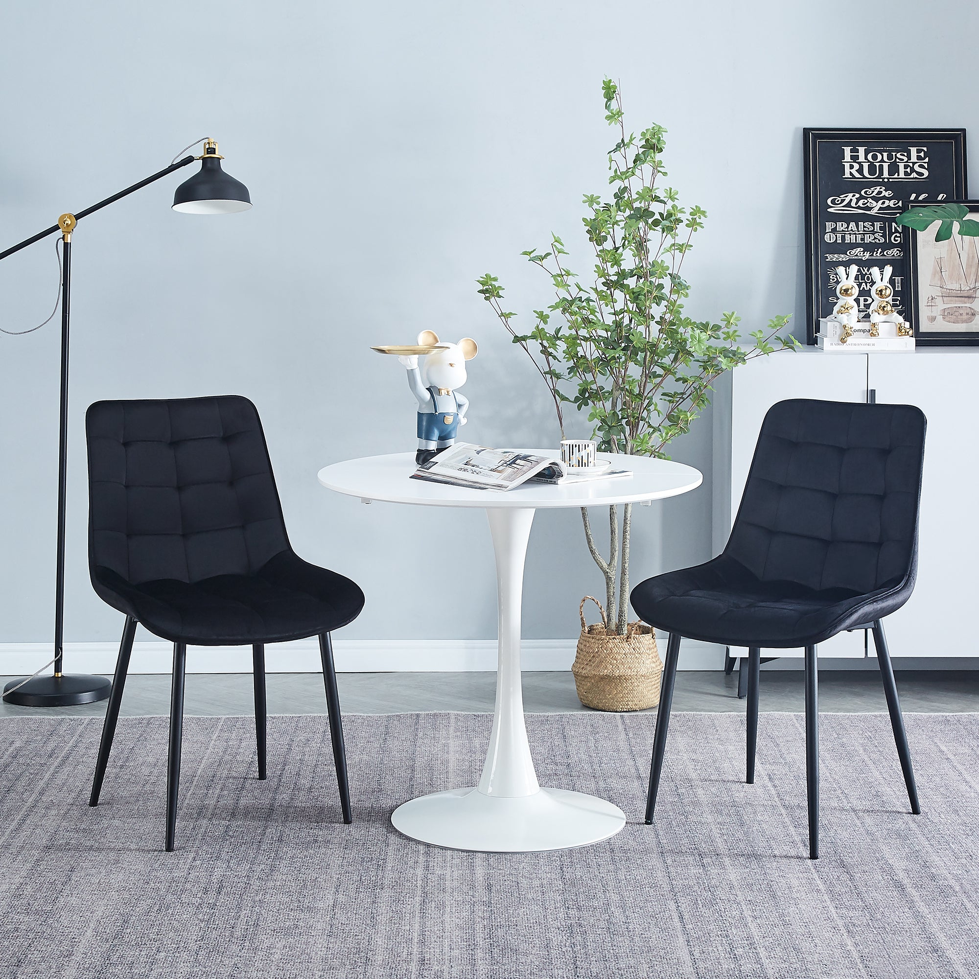 Dining Chair 2PCS（BLACK），Modern style，New technology，Suitable for restaurants, cafes, taverns, offices, living rooms, reception rooms.Simple structure, easy installation.