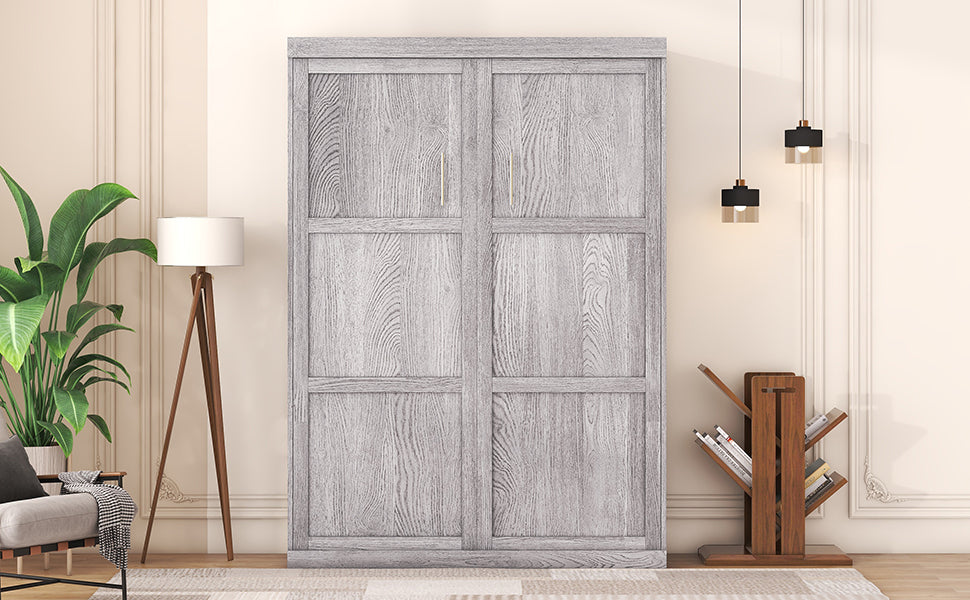 Full Size Murphy Bed, can be Folded into a Cabinet, Gray