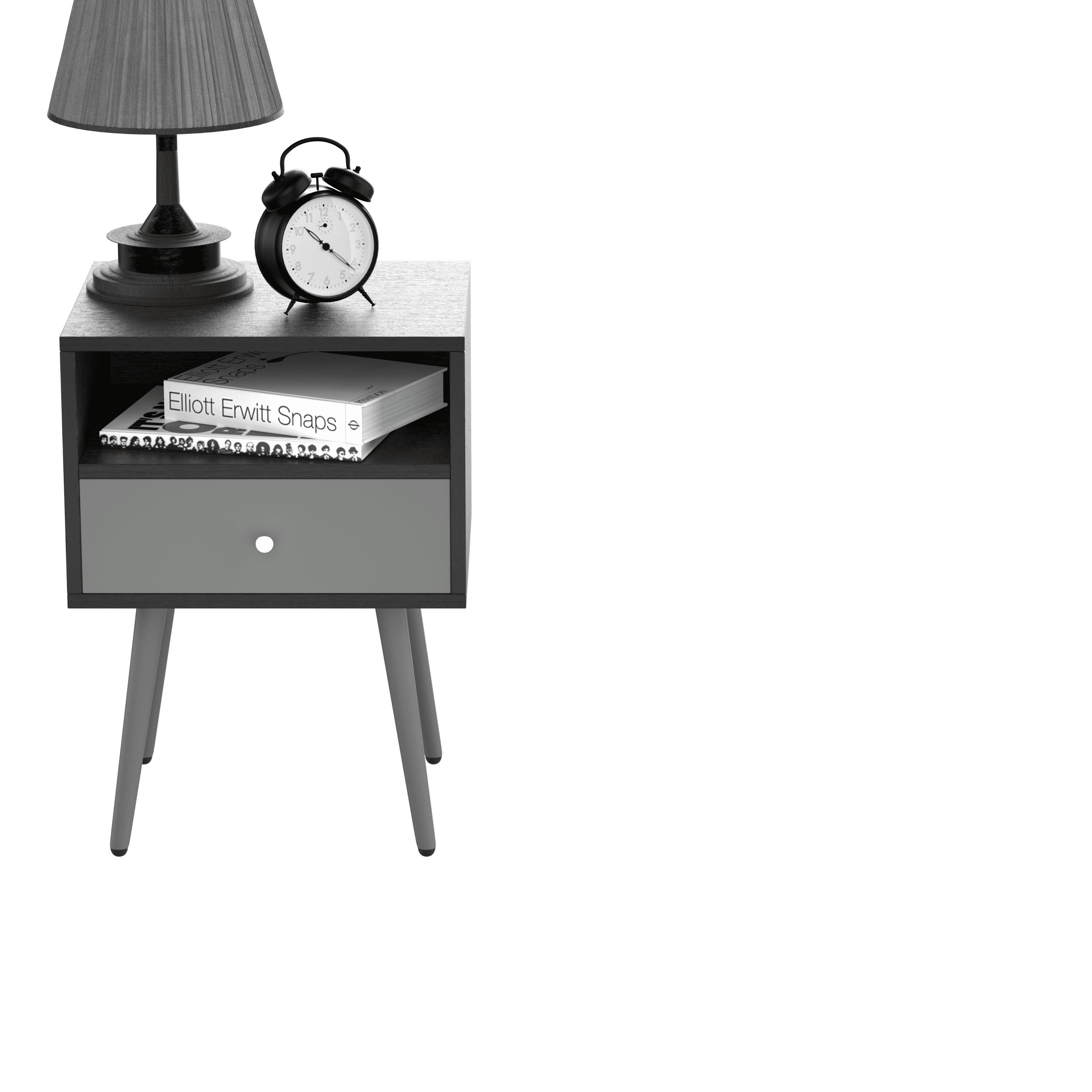 Update Modern Nightstand with 1Drawers, Suitable for Bedroom/Living Room/Side Table (Dark Grey)