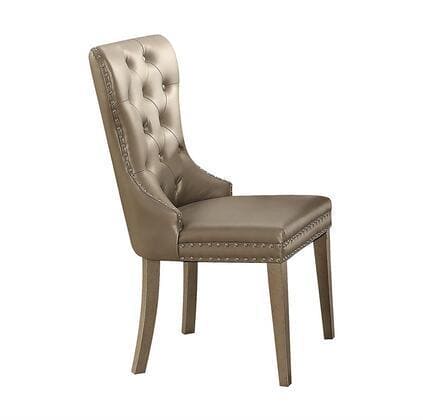 ACME Kacela Side Chair (Set-2) in PU & Champagne 72157