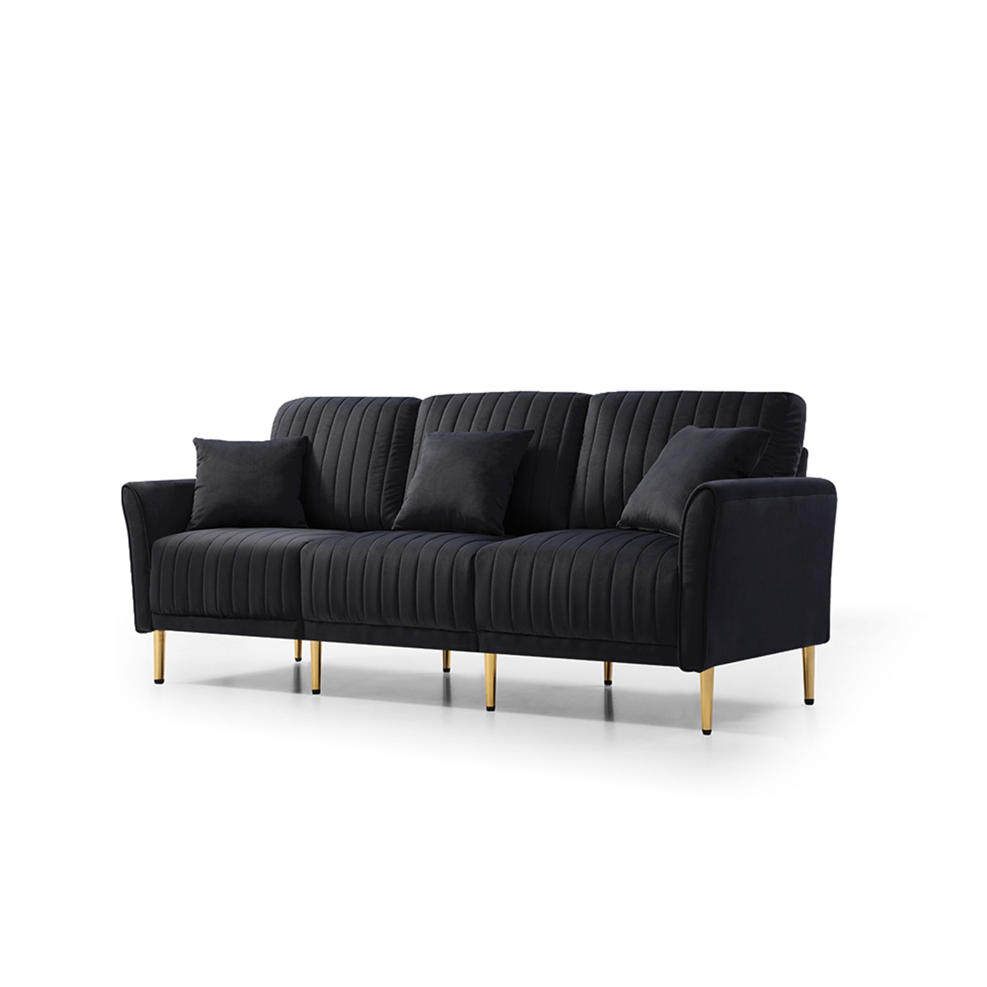 3 Pieces Sectional Sofa Set for Living Room, 2 pieces of two-seater sofas and 1 piece of 3-seater sofas, , 3 Pcs Couch Set with, Sectional Couches for Living Room, 3-Seater +Sofa + Loveseat , Black Ve