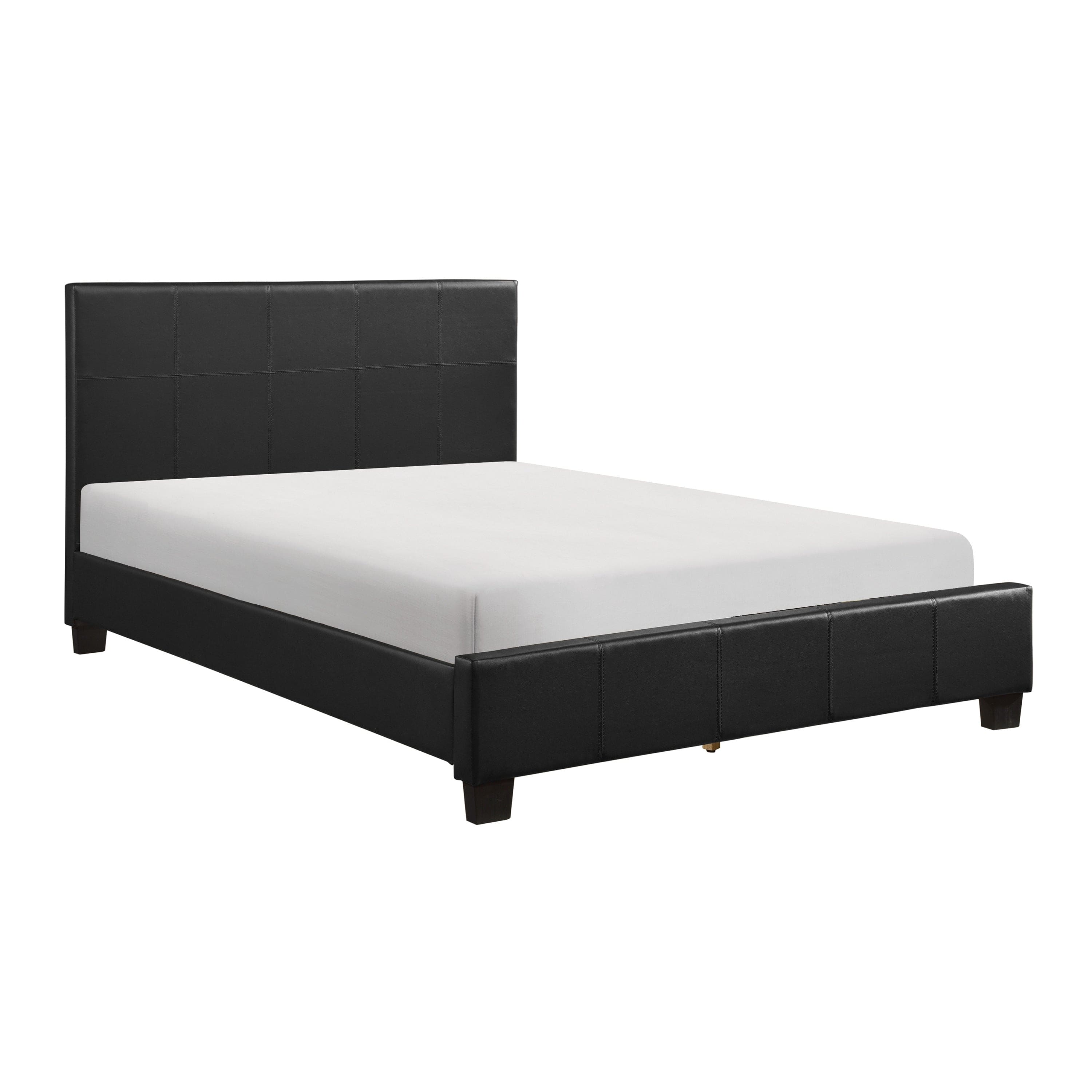 Contemporary Design 1pc Queen Bed Black Faux Leather Upholstered Stylish Bedroom Furniture