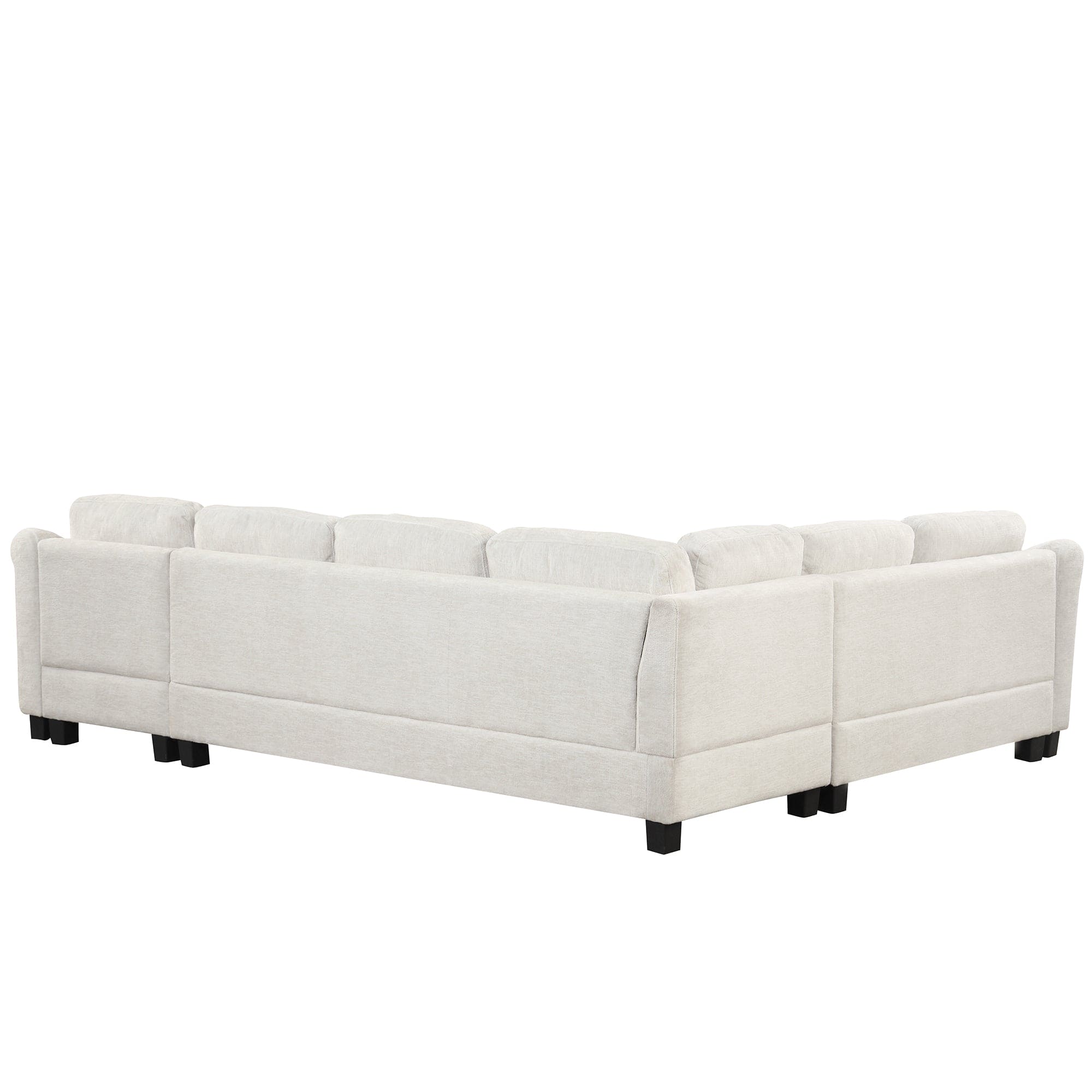 122.1" *91.3"  4pcs Sectional Sofa with Ottoman with Right Side Chaise velvet fabric White