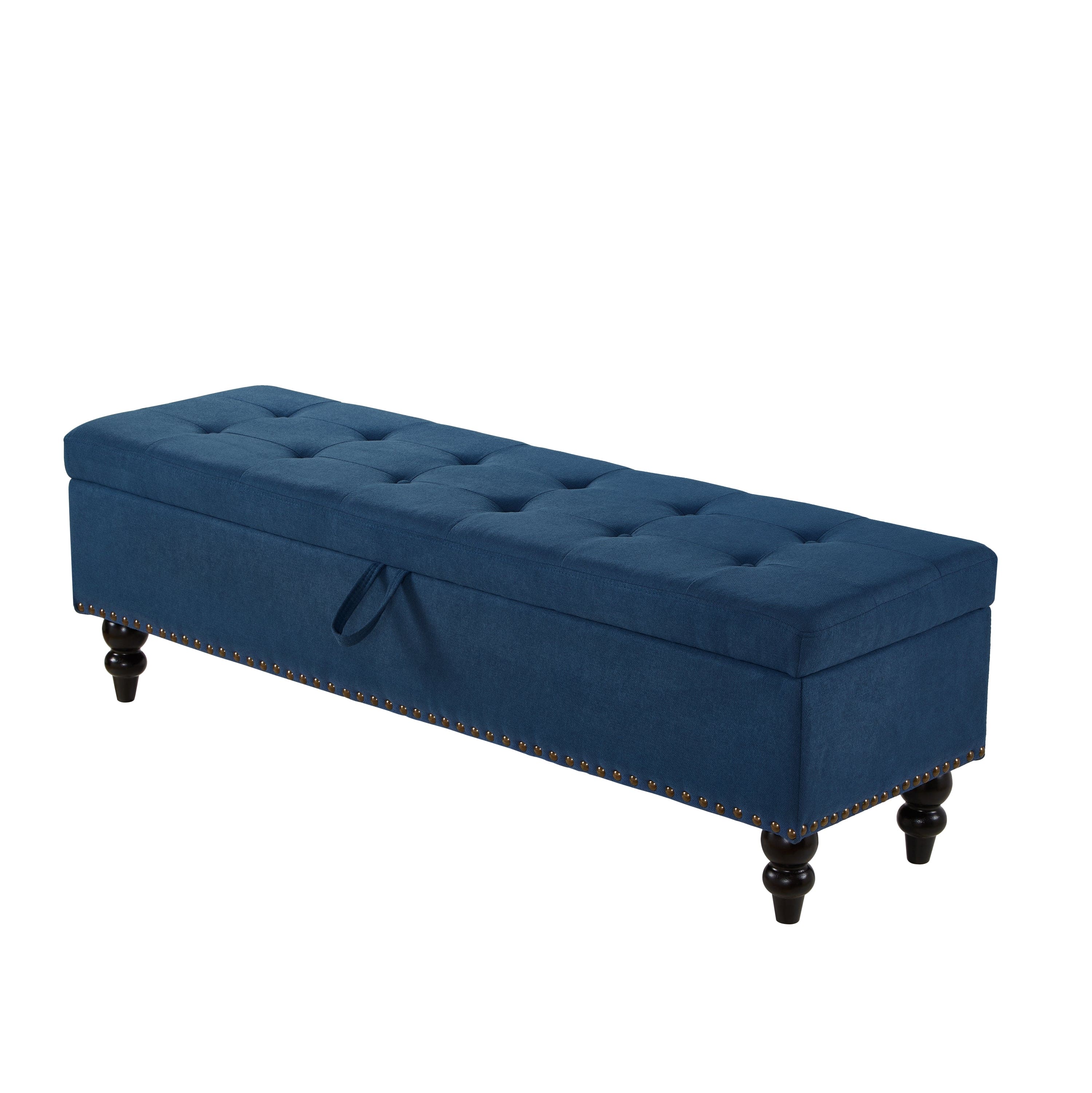 59" Bed Bench with Storage  Blue Fabric