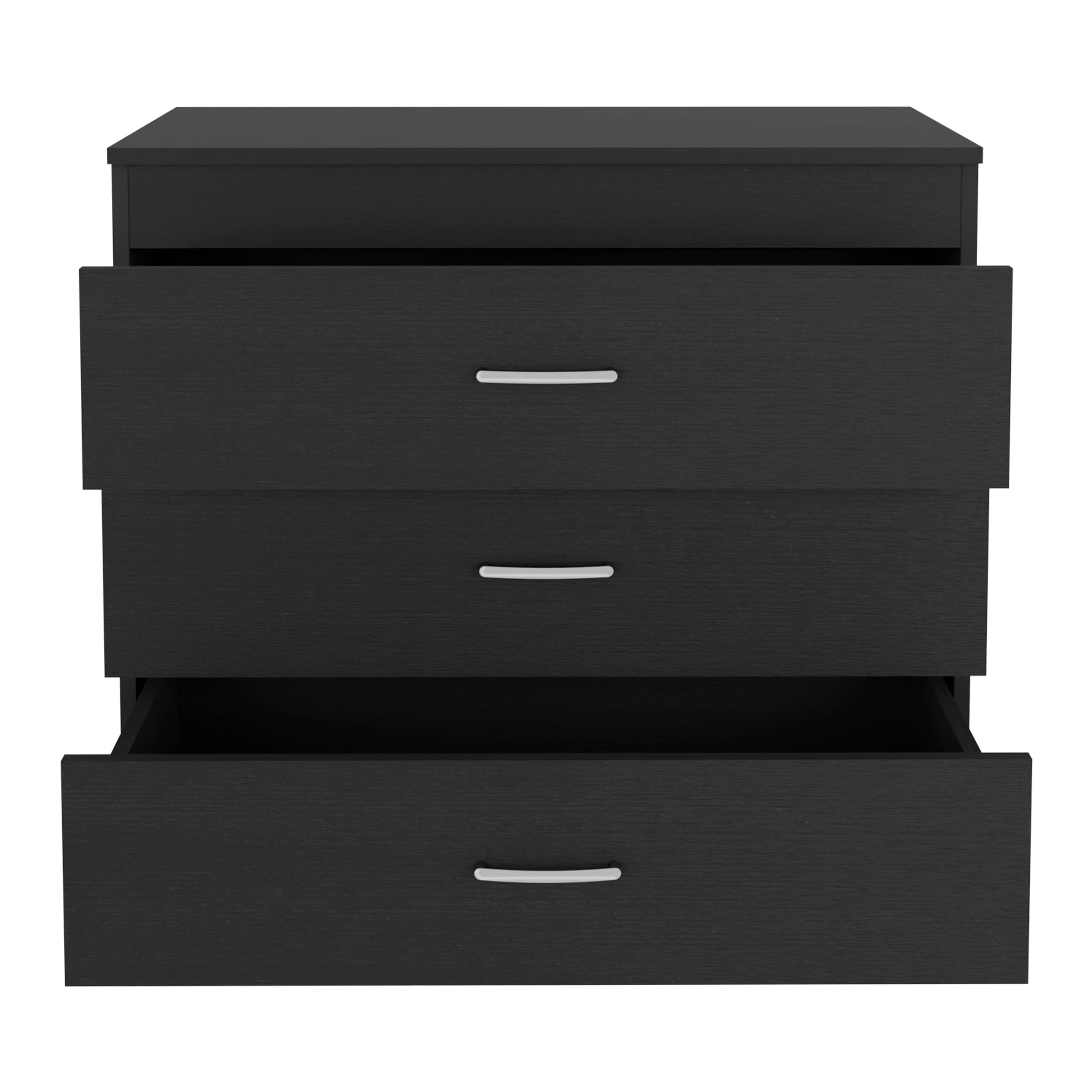 Three Drawer Dresser Lial, Superior Top, Metal Hardware, Black Wengue Finish