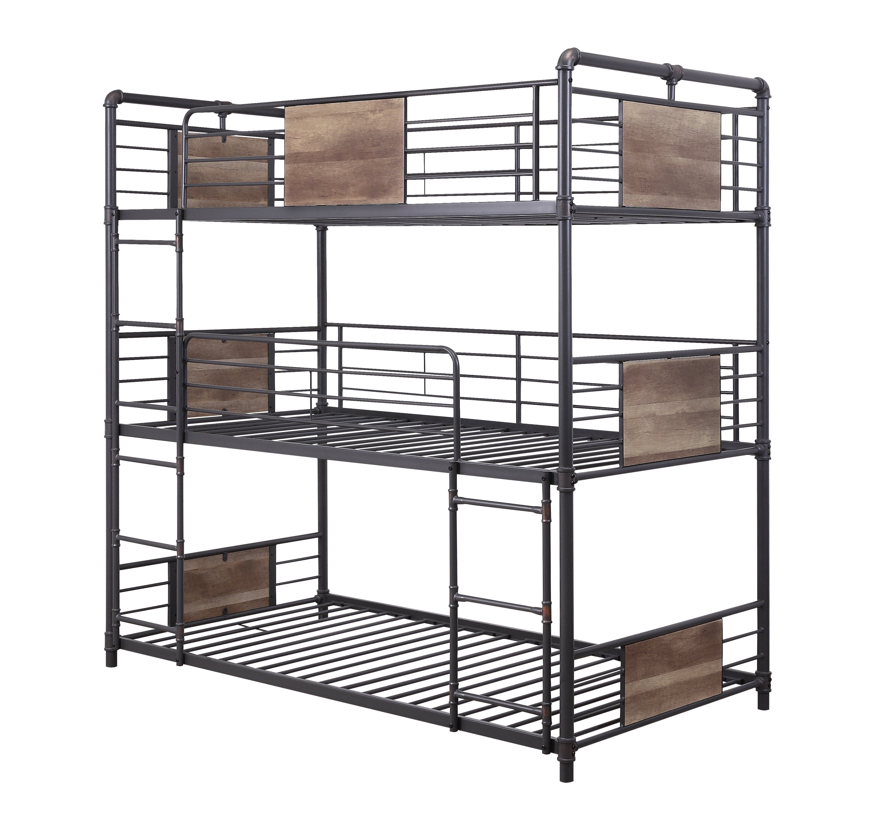 ACME Brantley Bunk Bed - Triple Twin in Sandy Black & Dark Bronze Hand-Brushed 37820