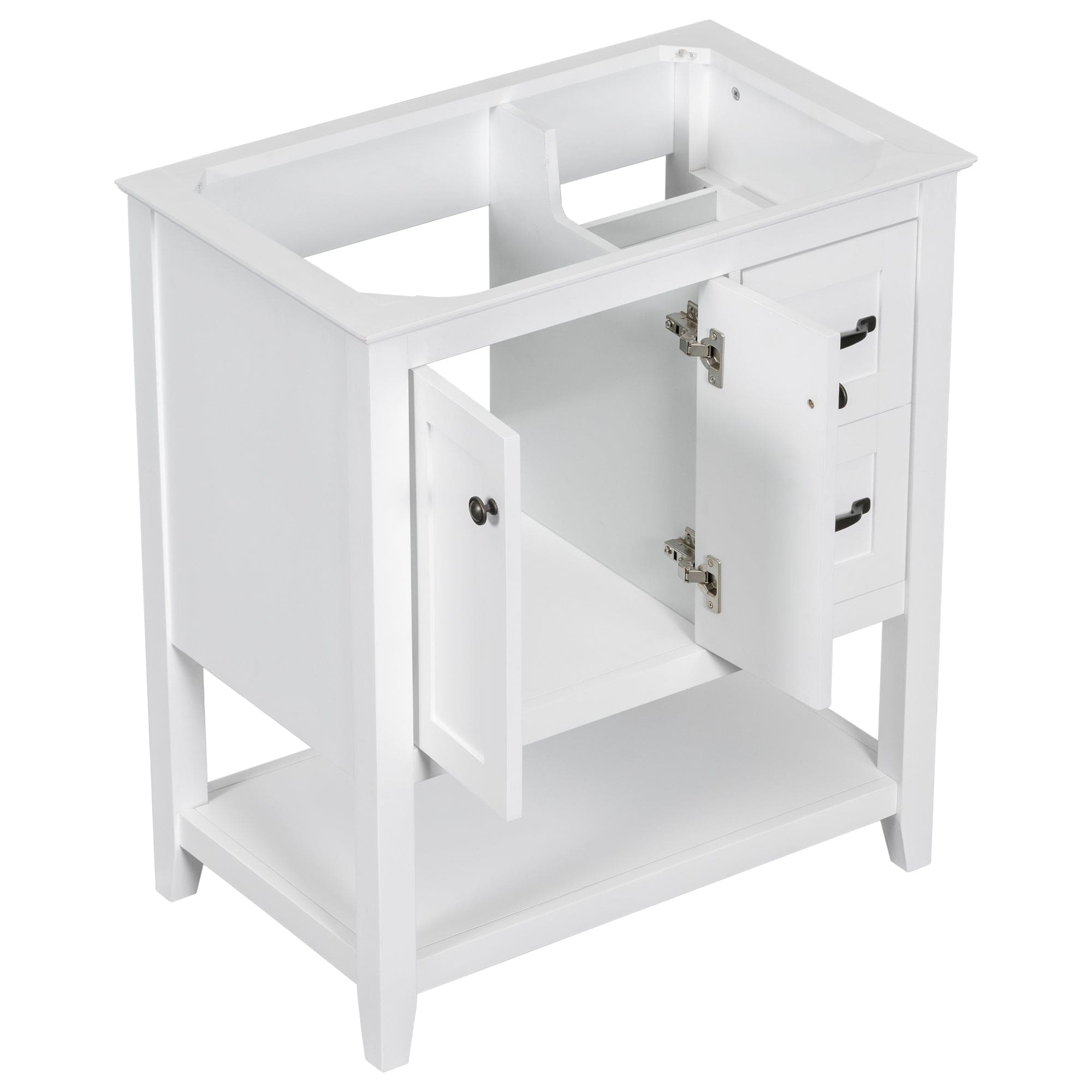 30" Bathroom Vanity without Sink Top, Cabinet Base Only, Vanity with Multi-Functional Drawer, White