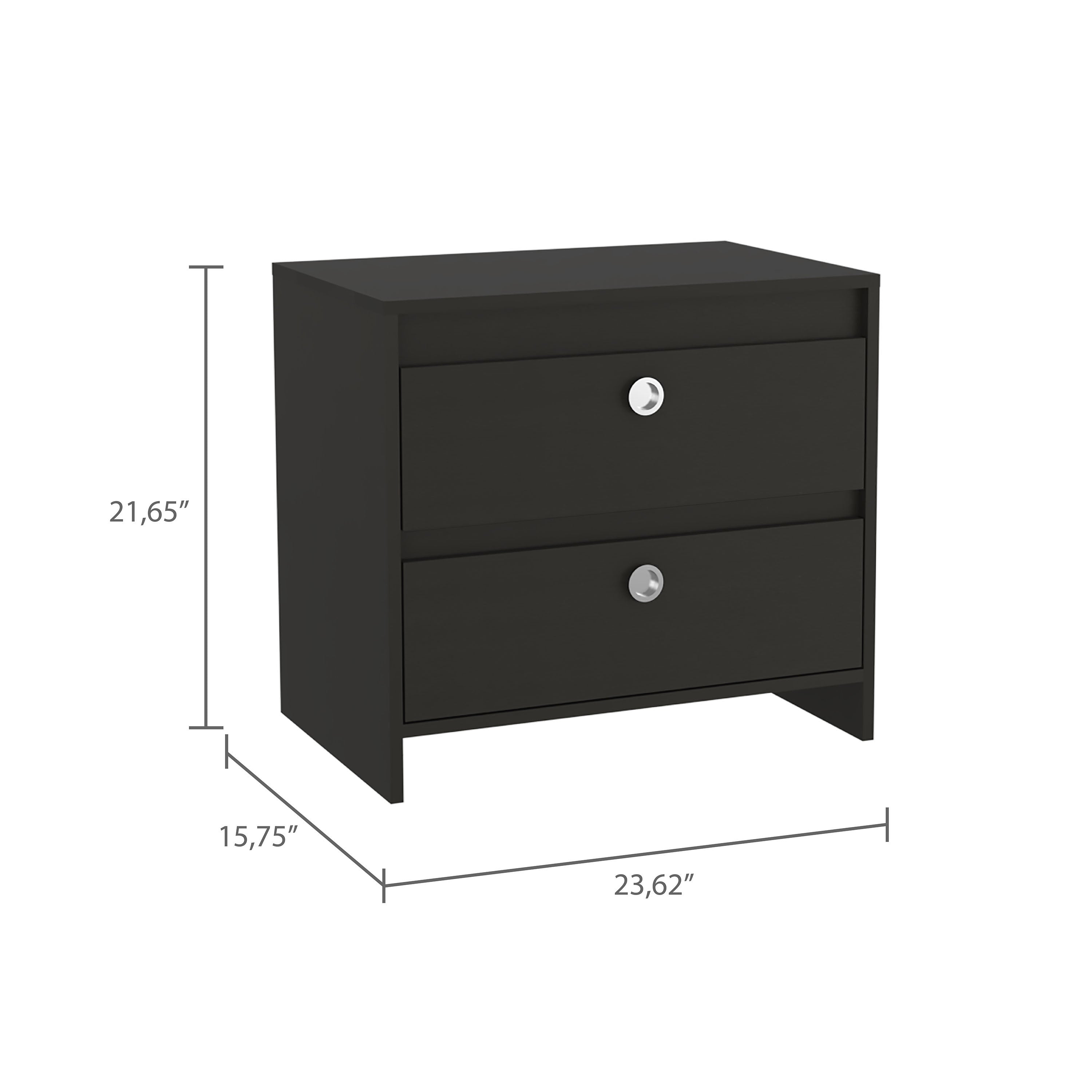 Idaly Nightstand, Superior Top, Two Drawers -Black