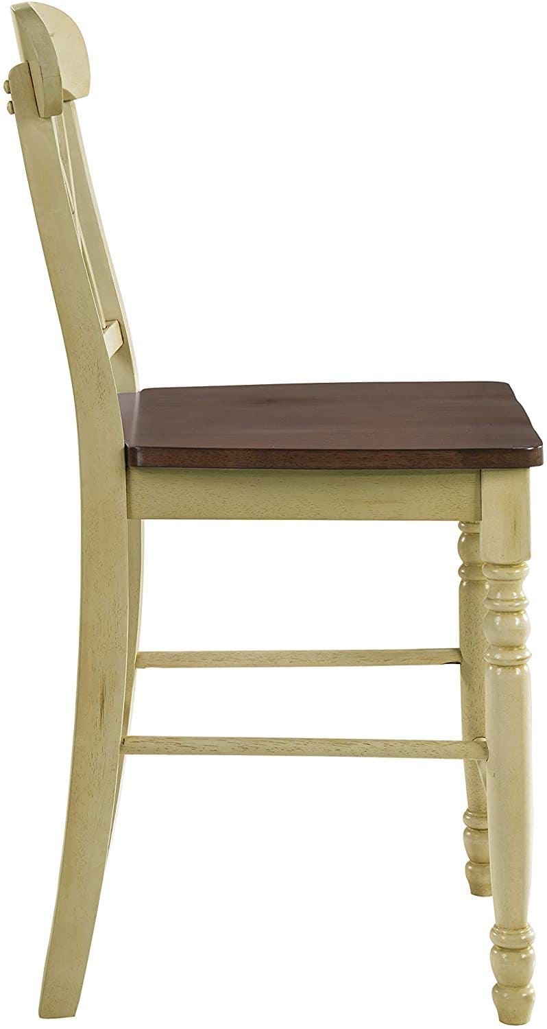 ACME Dylan Counter Height Chair (Set-2) in Buttermilk & Oak 70432