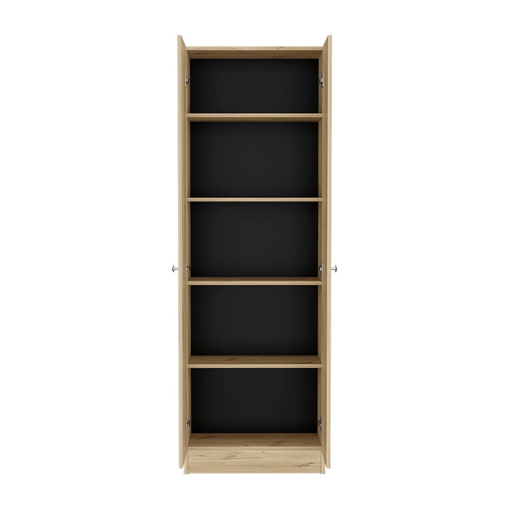 Storage Cabinet Pipestone, Five Shelves, Light Oak / Black Wengue Finish