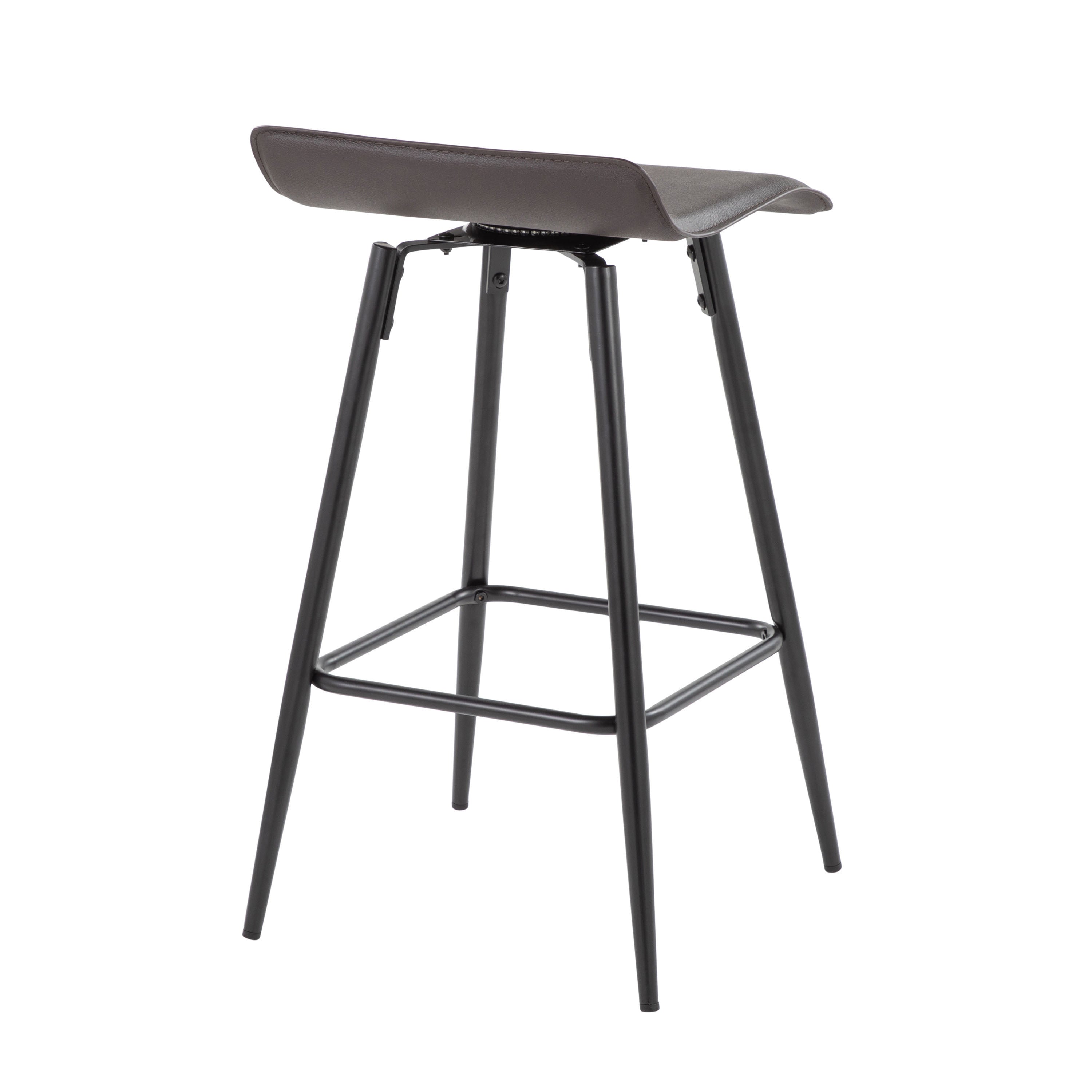 Ale 26" Contemporary Fixed Height Counter Stool in Black Steel and Espresso Faux Leather by LumiSource - Set of 2