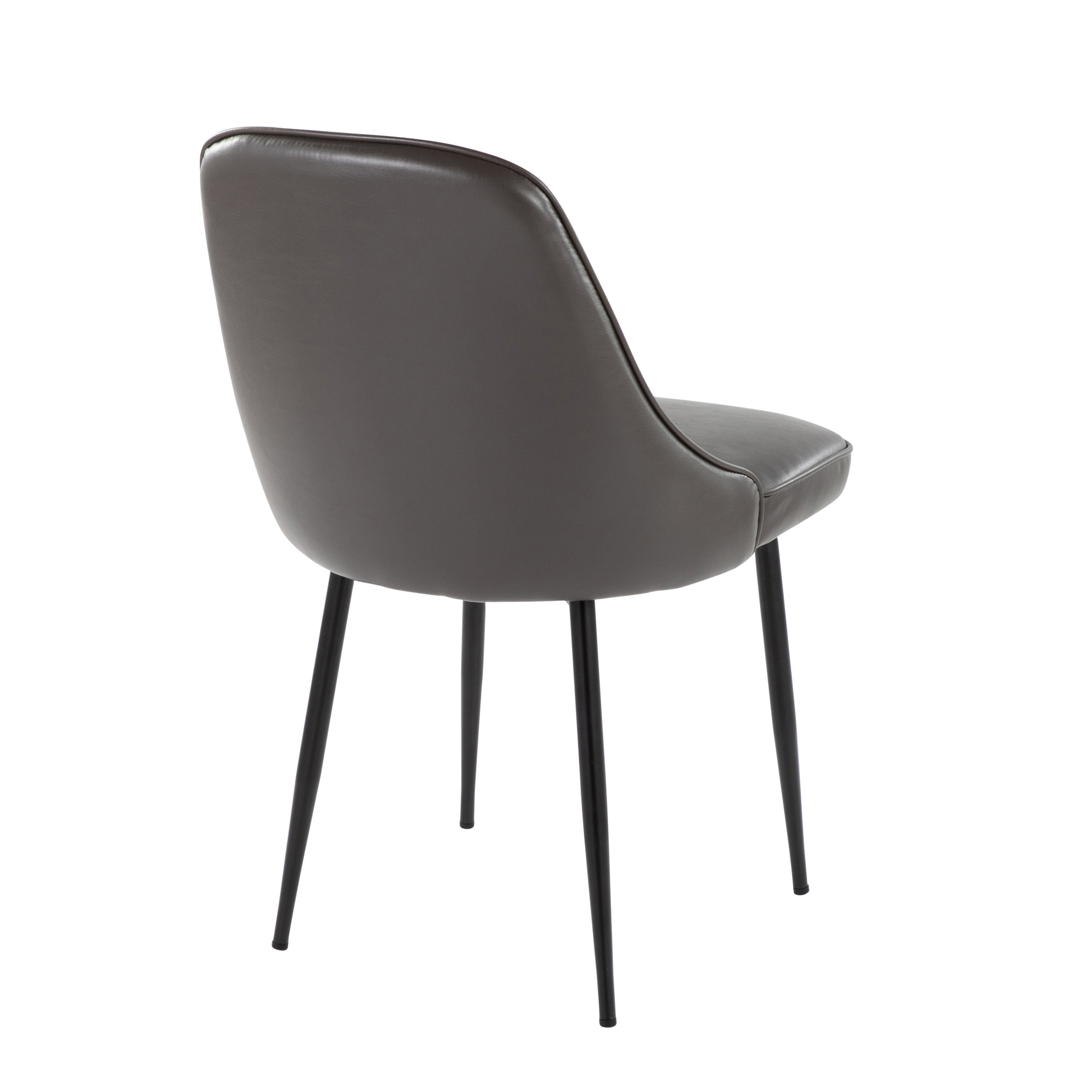 Marcel Contemporary Dining Chair with Black Frame and Grey Faux Leather by LumiSource - Set of 2