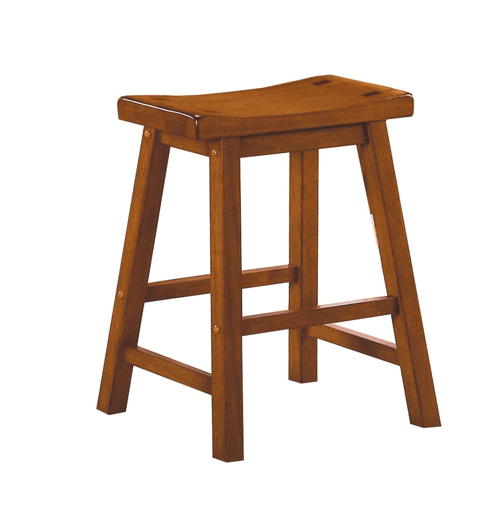 Casual Dining 18-inch Height Saddle Seat Stools 2pc Set Solid Wood Oak Finish Home Furniture